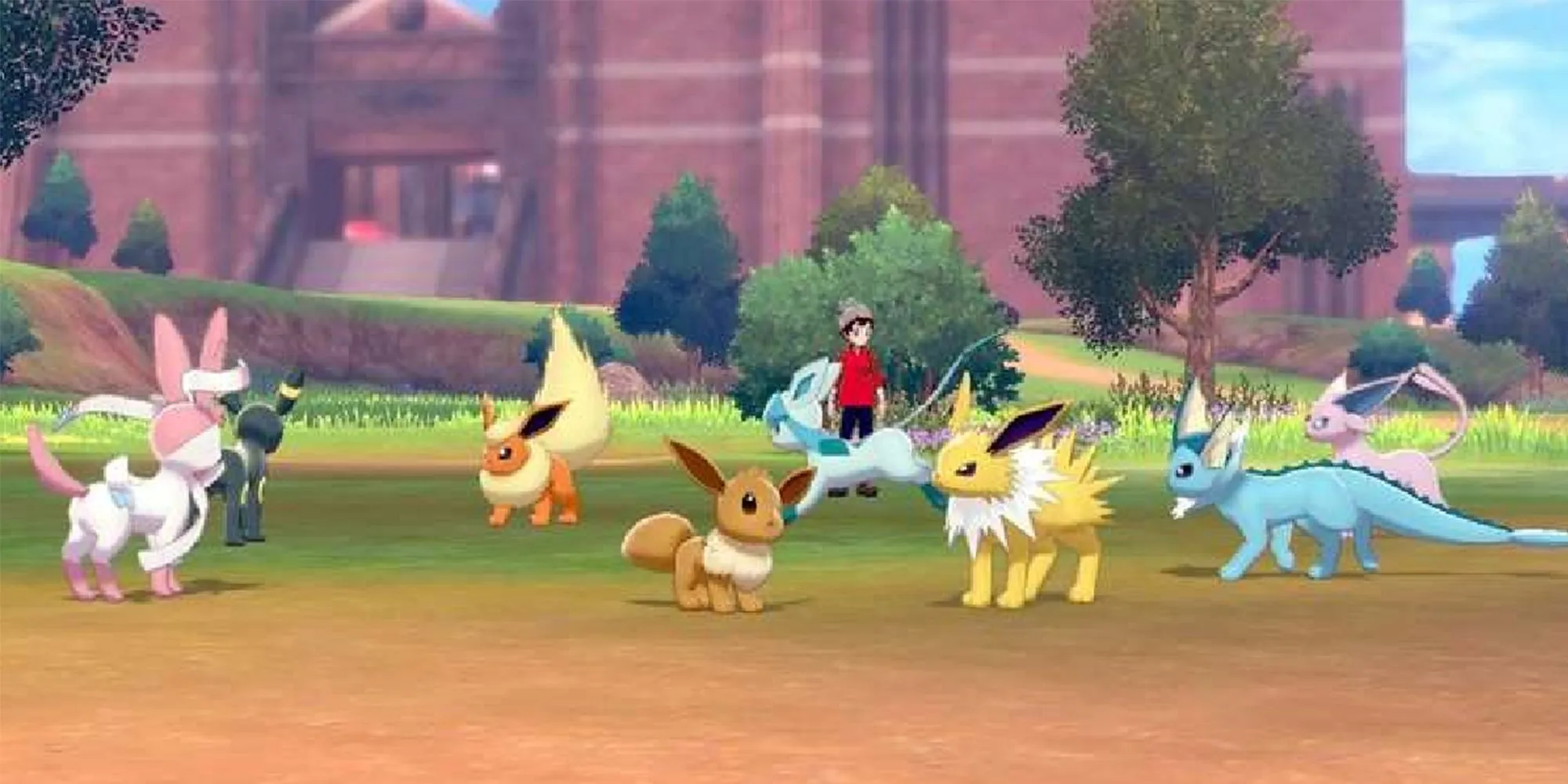 Gameplay di Pokémon Spada e Scudo con Eevee e le sue evoluzioni.