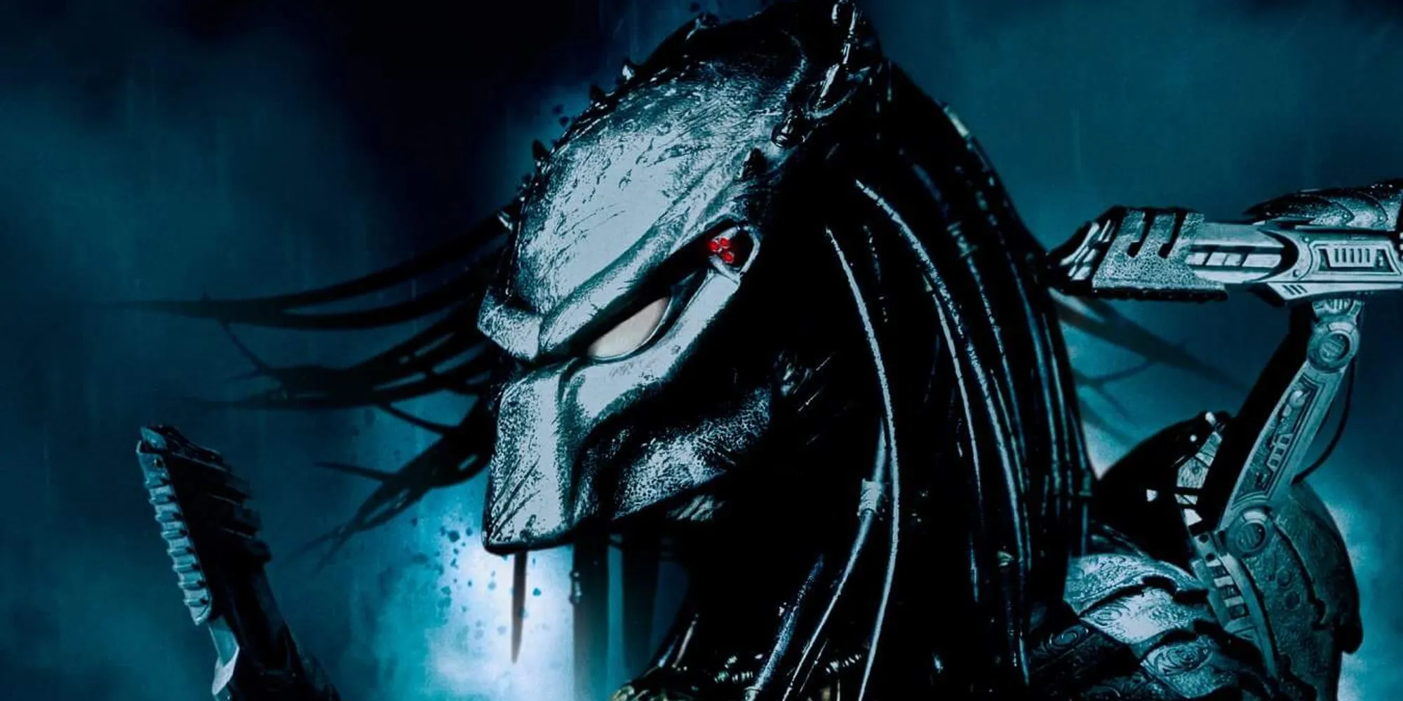 Lobo com seu plasmacaster e pistola em Alien Vs Predator Requiem (2007)