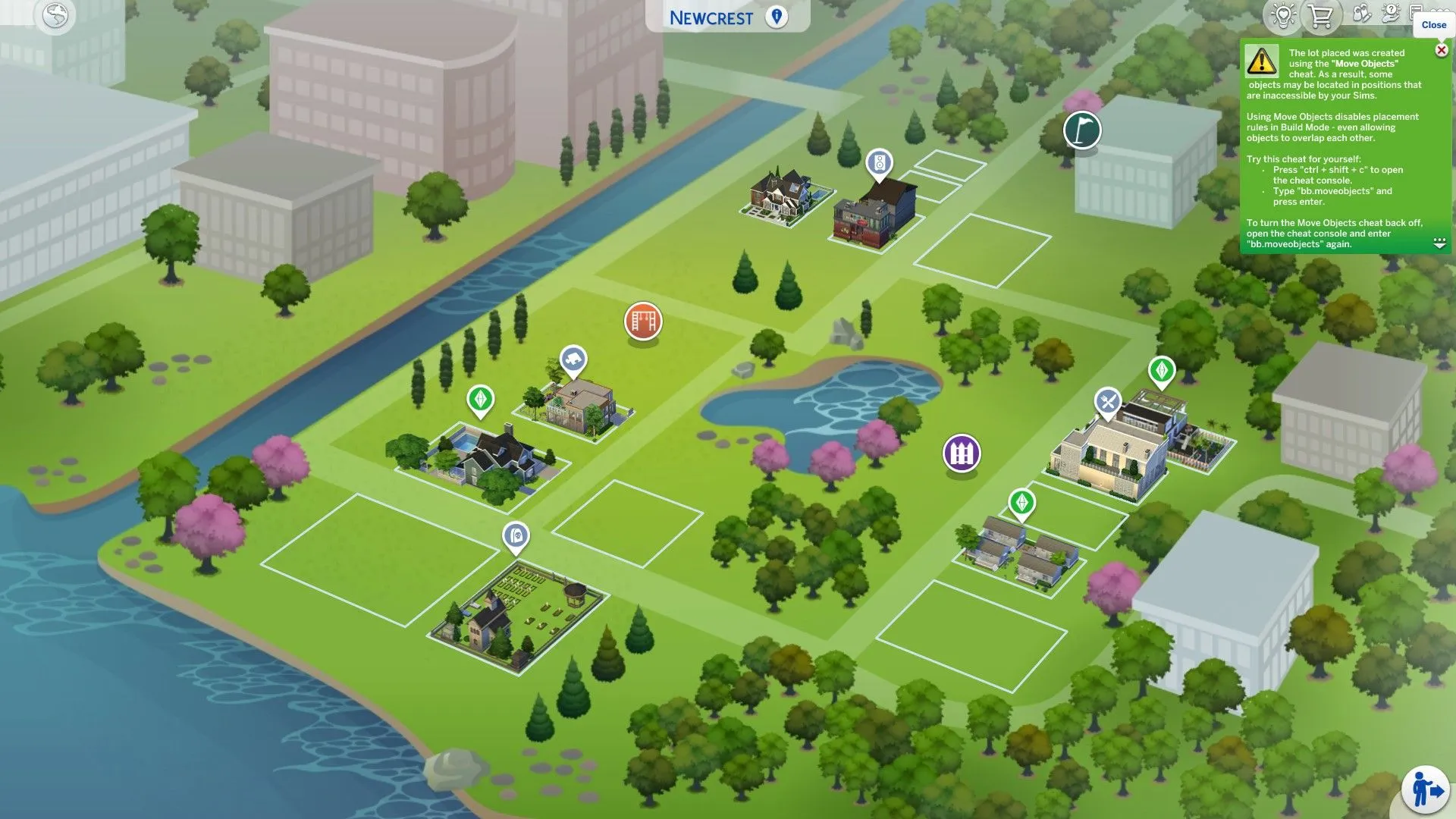 Advertencia de movimiento de objetos en Los Sims 4