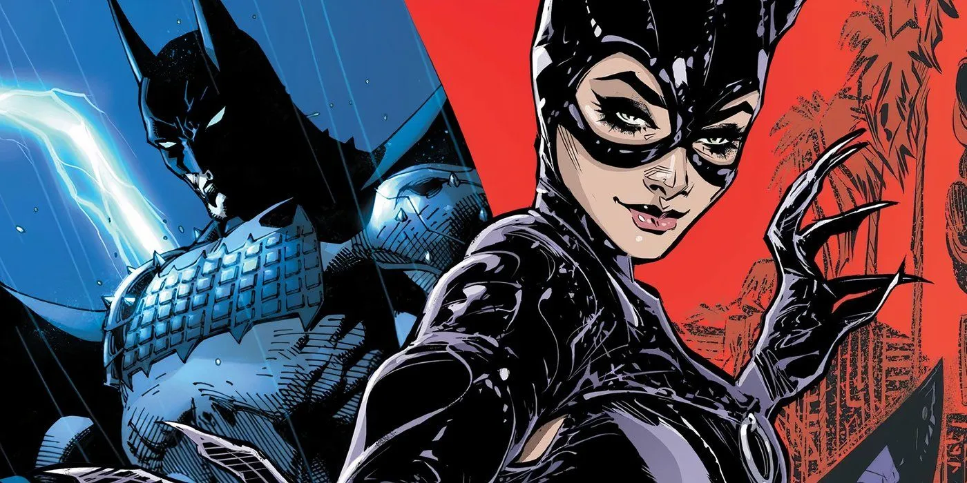 Illustration de bande dessinée : Batman absolu à côté de Catwoman.