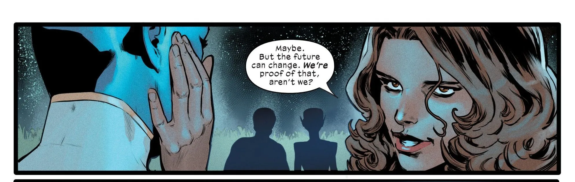 Panel de cómic: América Chávez sostiene que el futuro se puede cambiar en The Ultimates (2024) #8