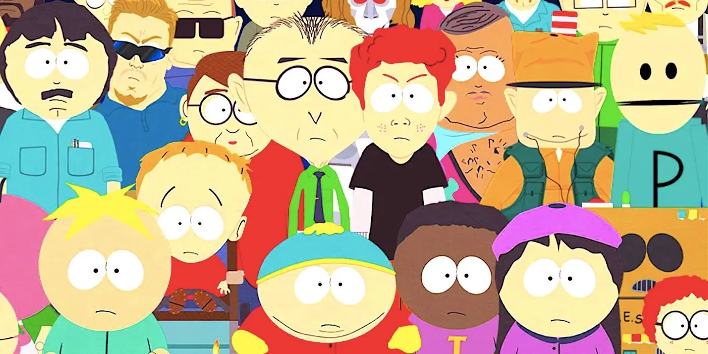 Un assortiment de personnages de South Park, dont Butters, Cartman et Wendy