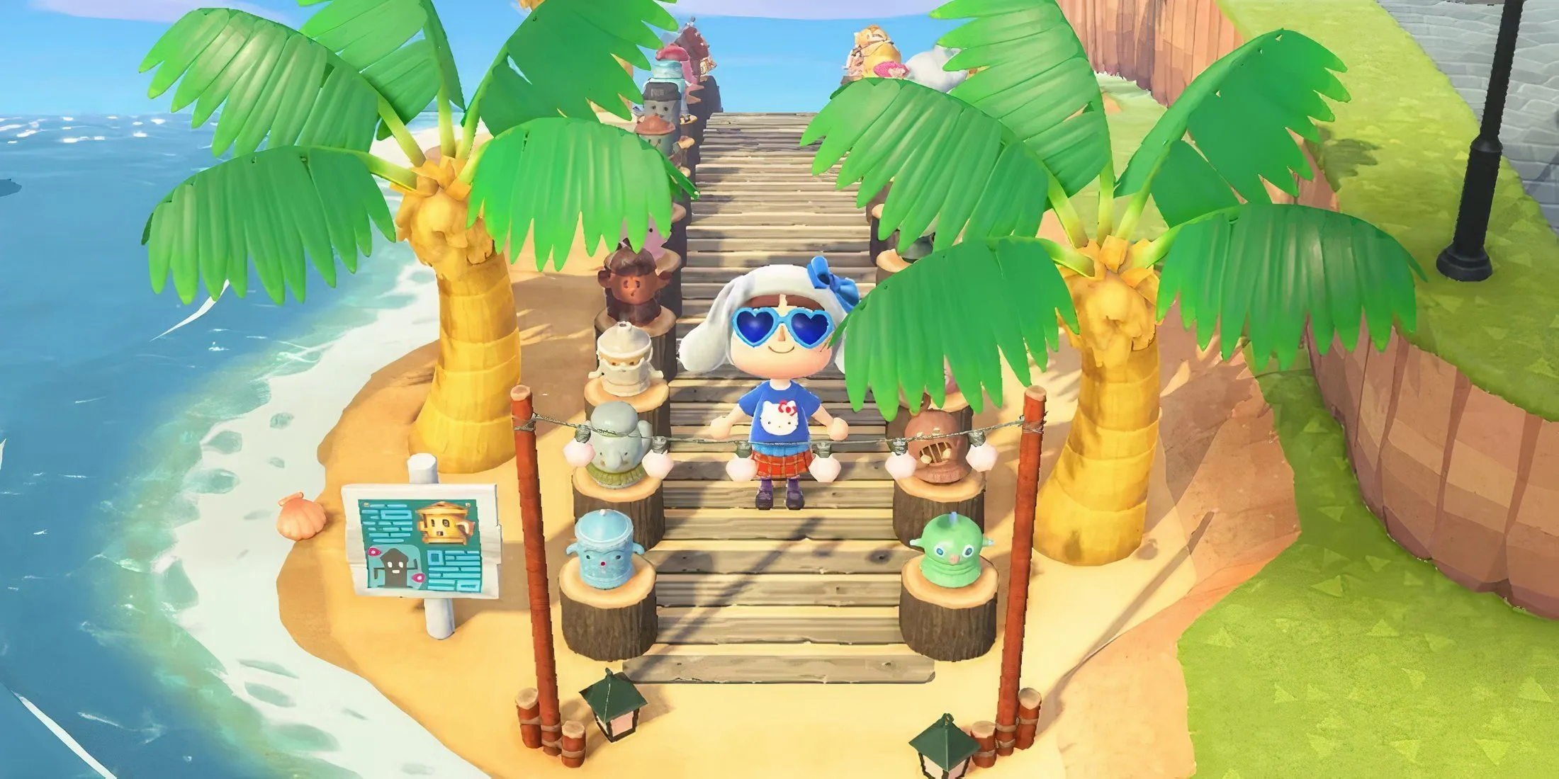 Gyroids on Bridge in Animal Crossing: New Horizons