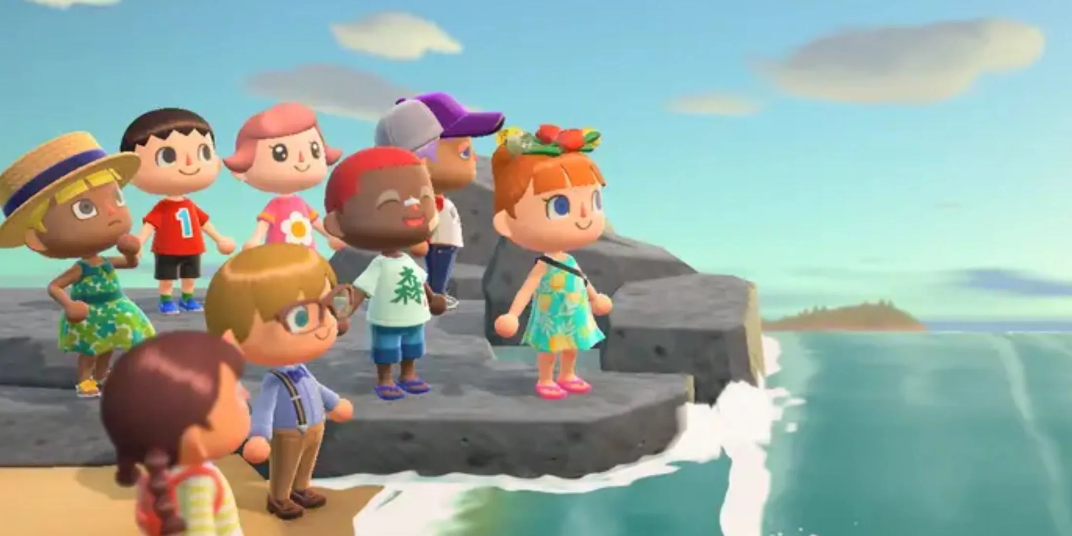 Villagers on the Shore in Animal Crossing: New Horizons