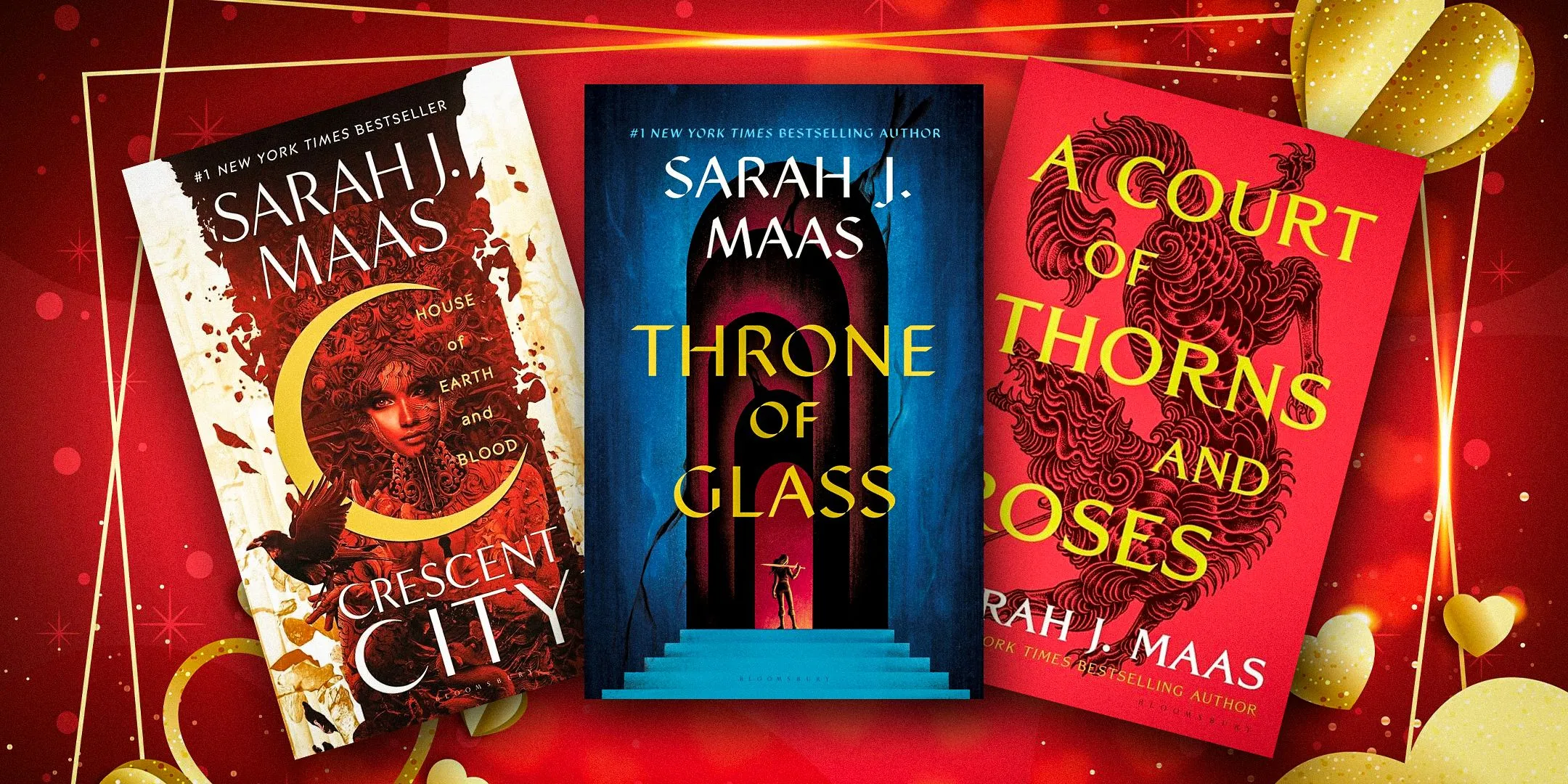 Las tres portadas de los libros de la serie de fantasía de Sarah J. Maas