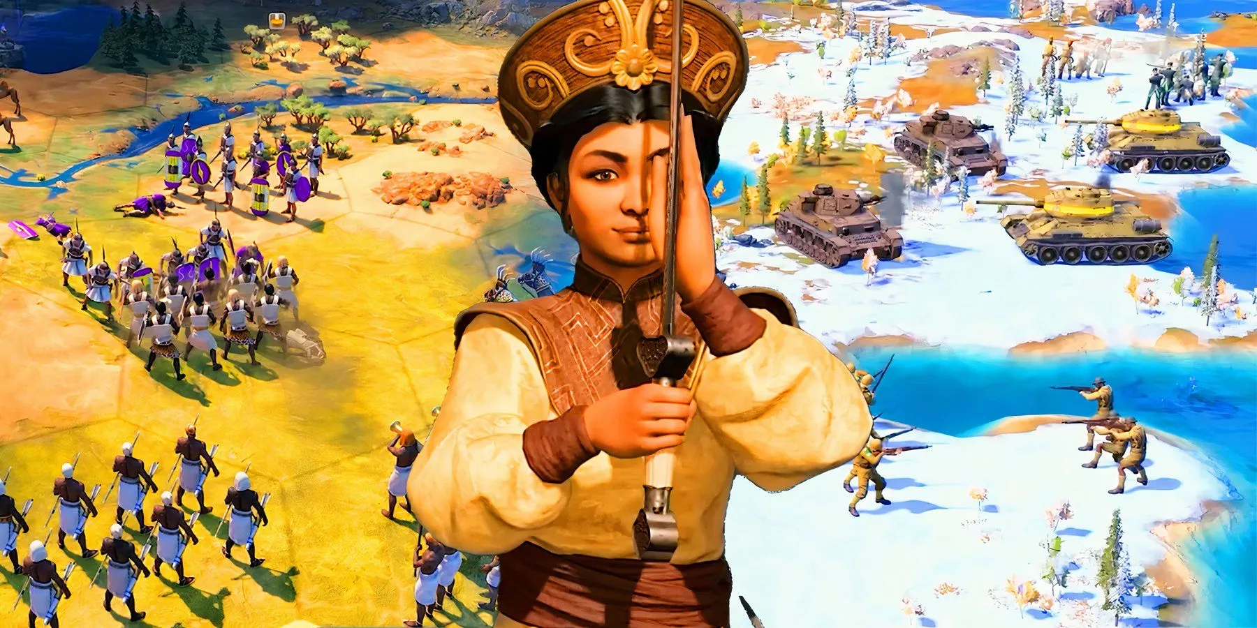 Personnage de Civ 7 avec batailles