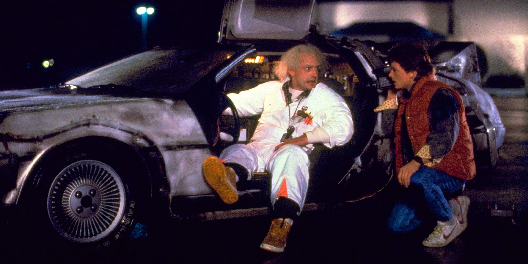 Doc talking to Marty in the DeLorean