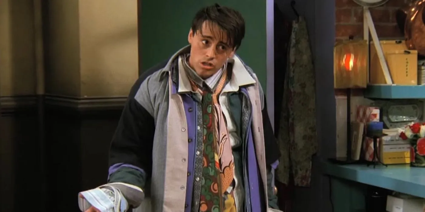 Joey vistiendo toda la ropa de Chandler en Friends