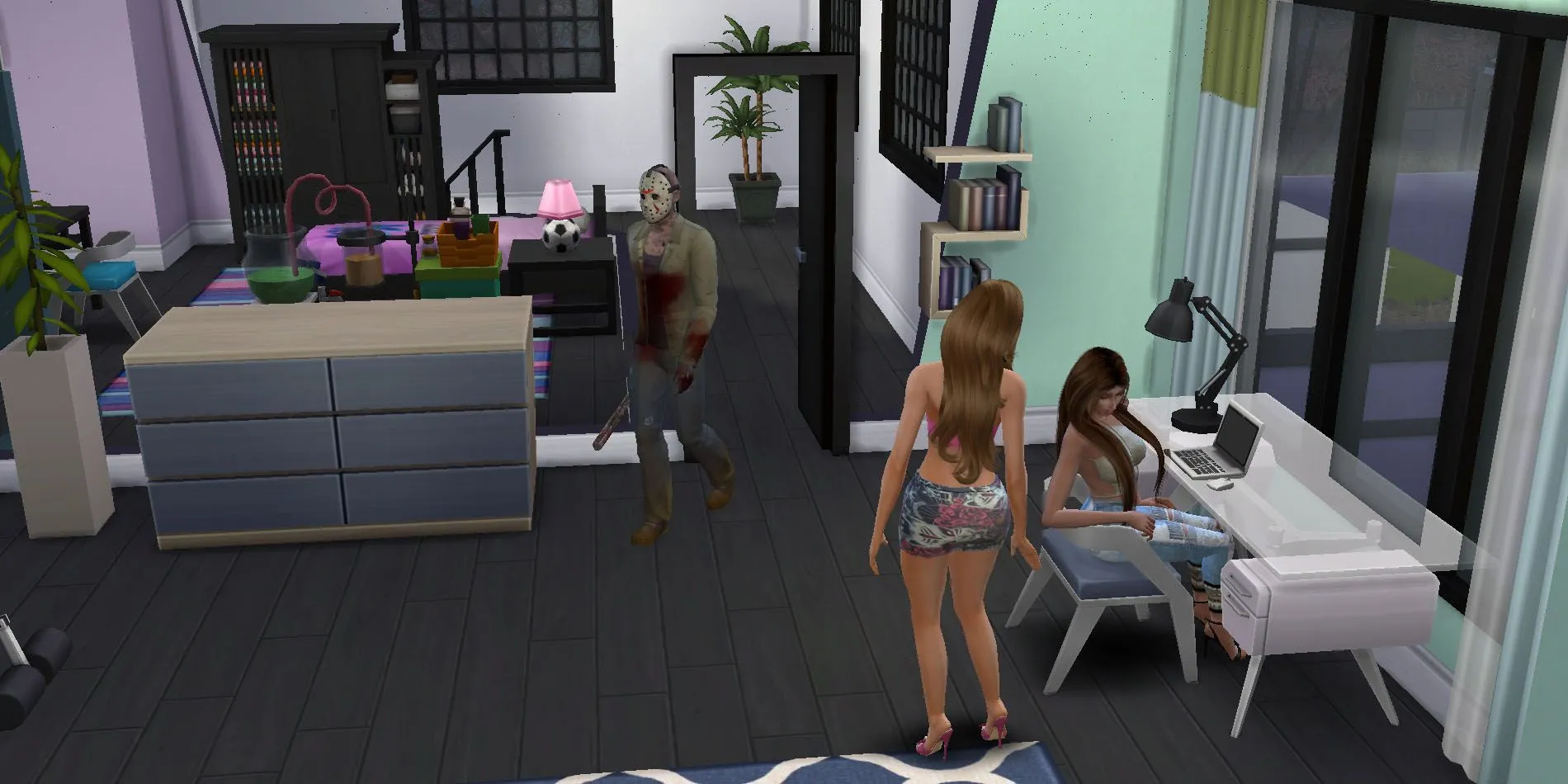 Jason Voorhees looks for his next kill in The Sims 4