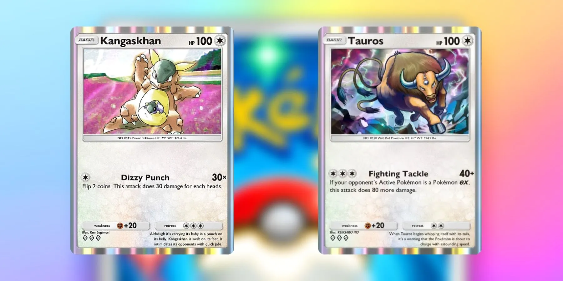 Kangaskhan and Tauros cards from Pokemon TCG Pocket for the best Druddigon deck