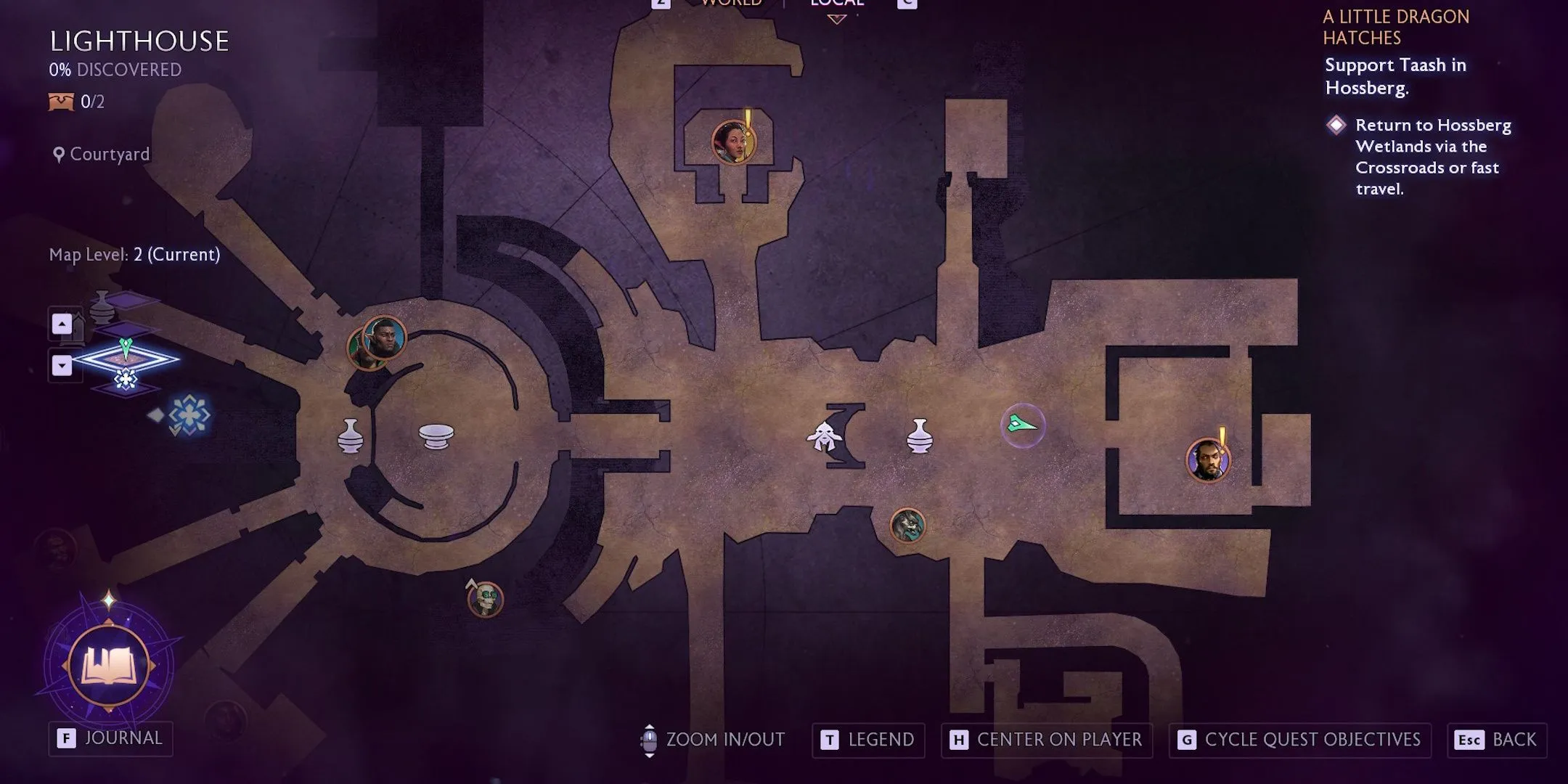 Map of the Lighthouse showing companions wanting to talk