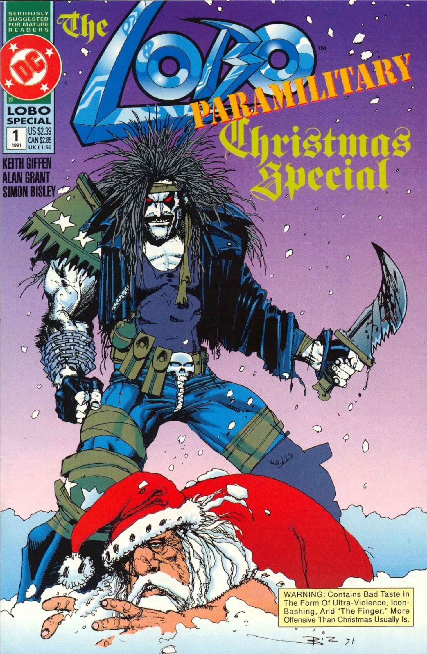 Couverture de bande dessinée : Lobo remporte la victoire sur le Père Noël.