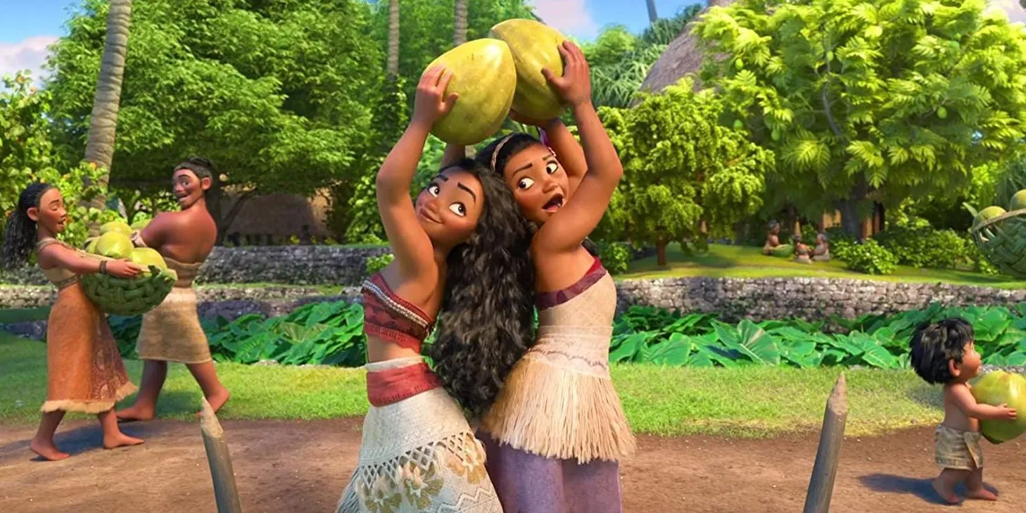 Moana cantando con los isleños