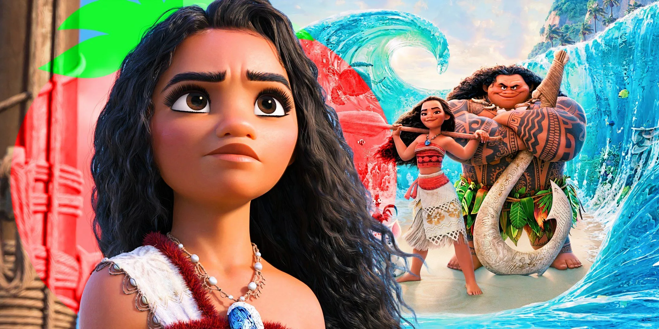 Moana em Moana 2 com logotipo do Rotten Tomatoes e Moana 2016