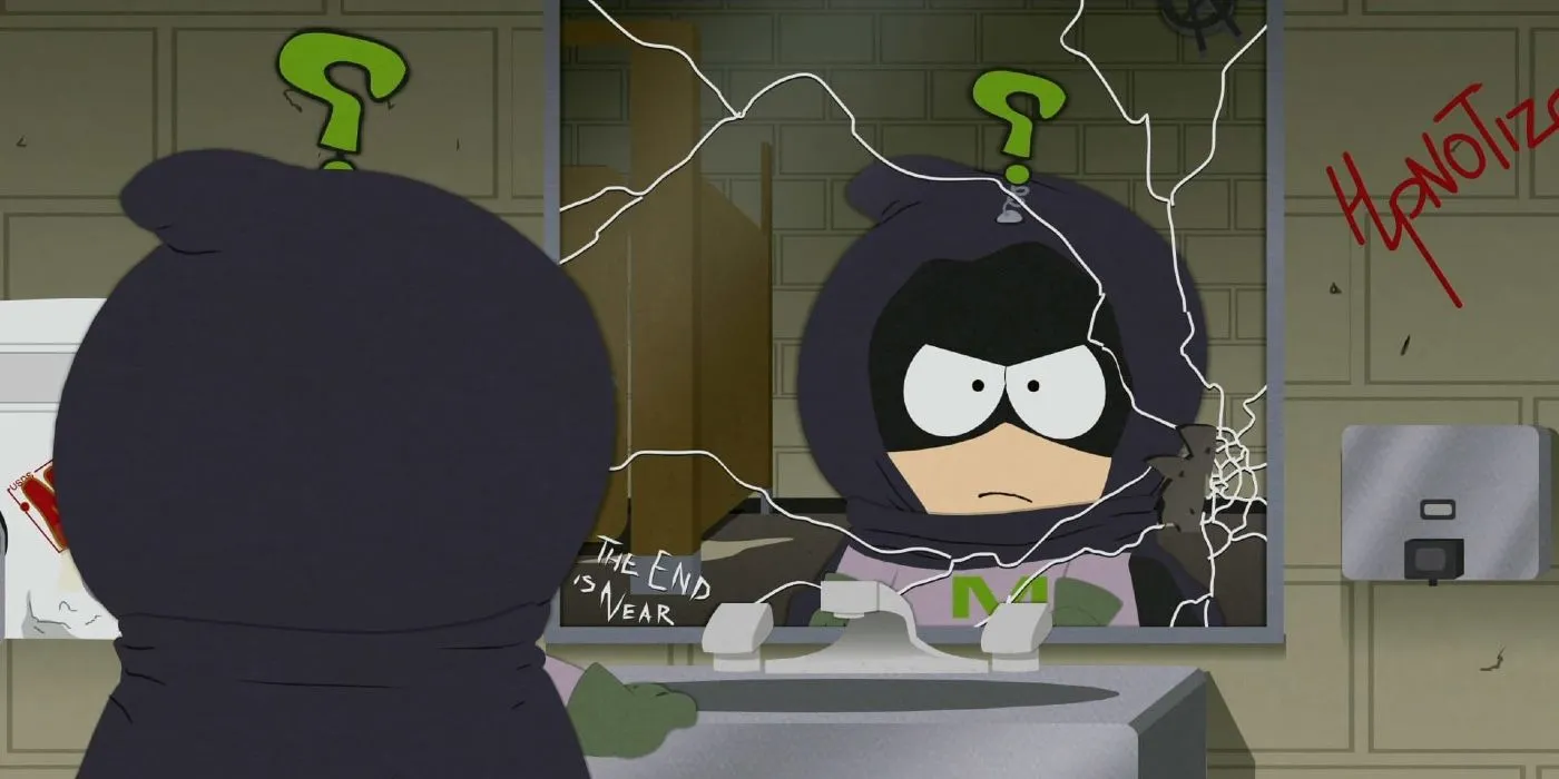 Mysterion se regardant dans le miroir à South Park