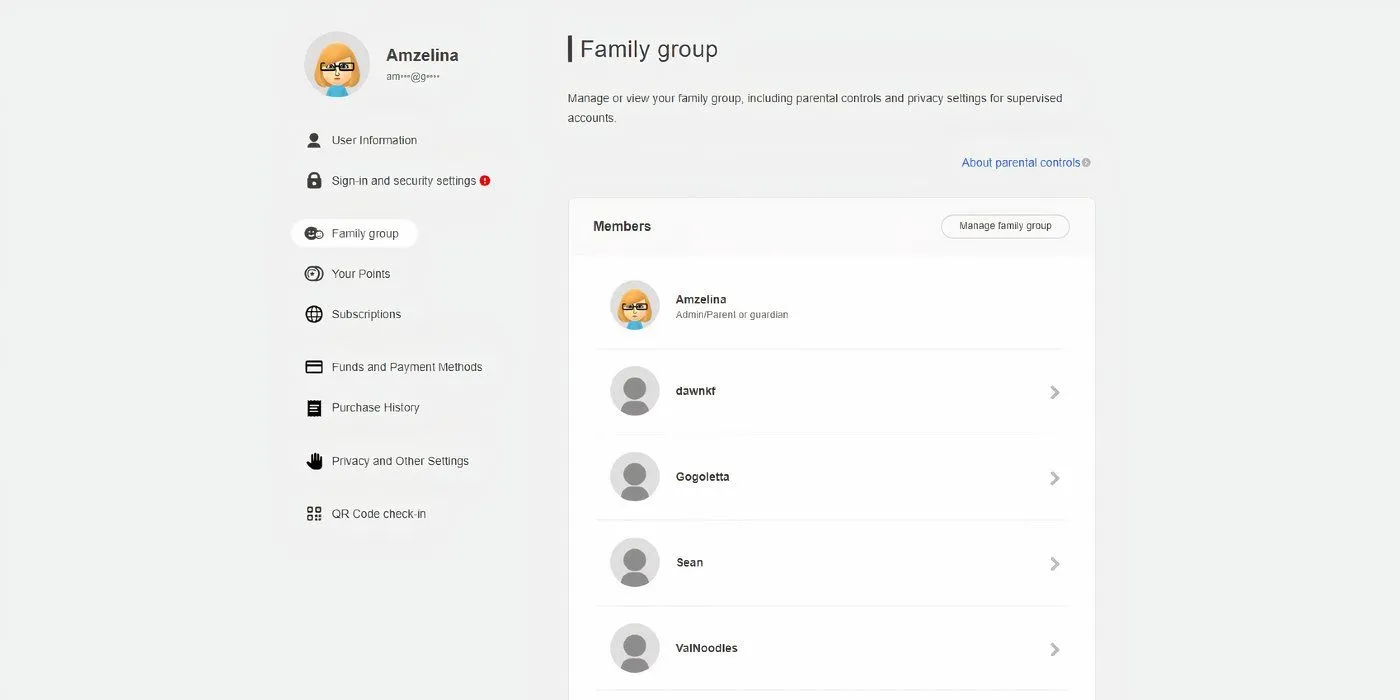 Nintendo Switch Online Zarządzanie grupą rodzinną