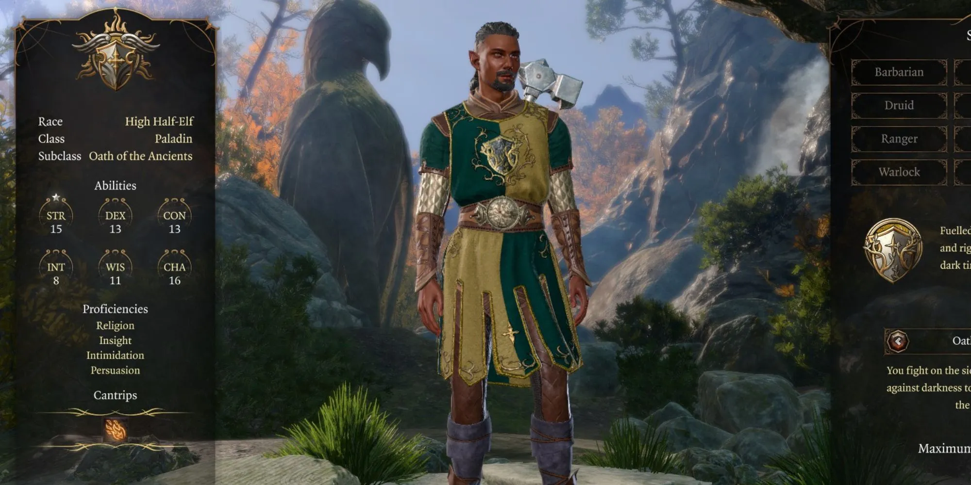 A half elf Paladin in Baldur's Gate 3 A half elf Paladin in Baldur's Gate 3