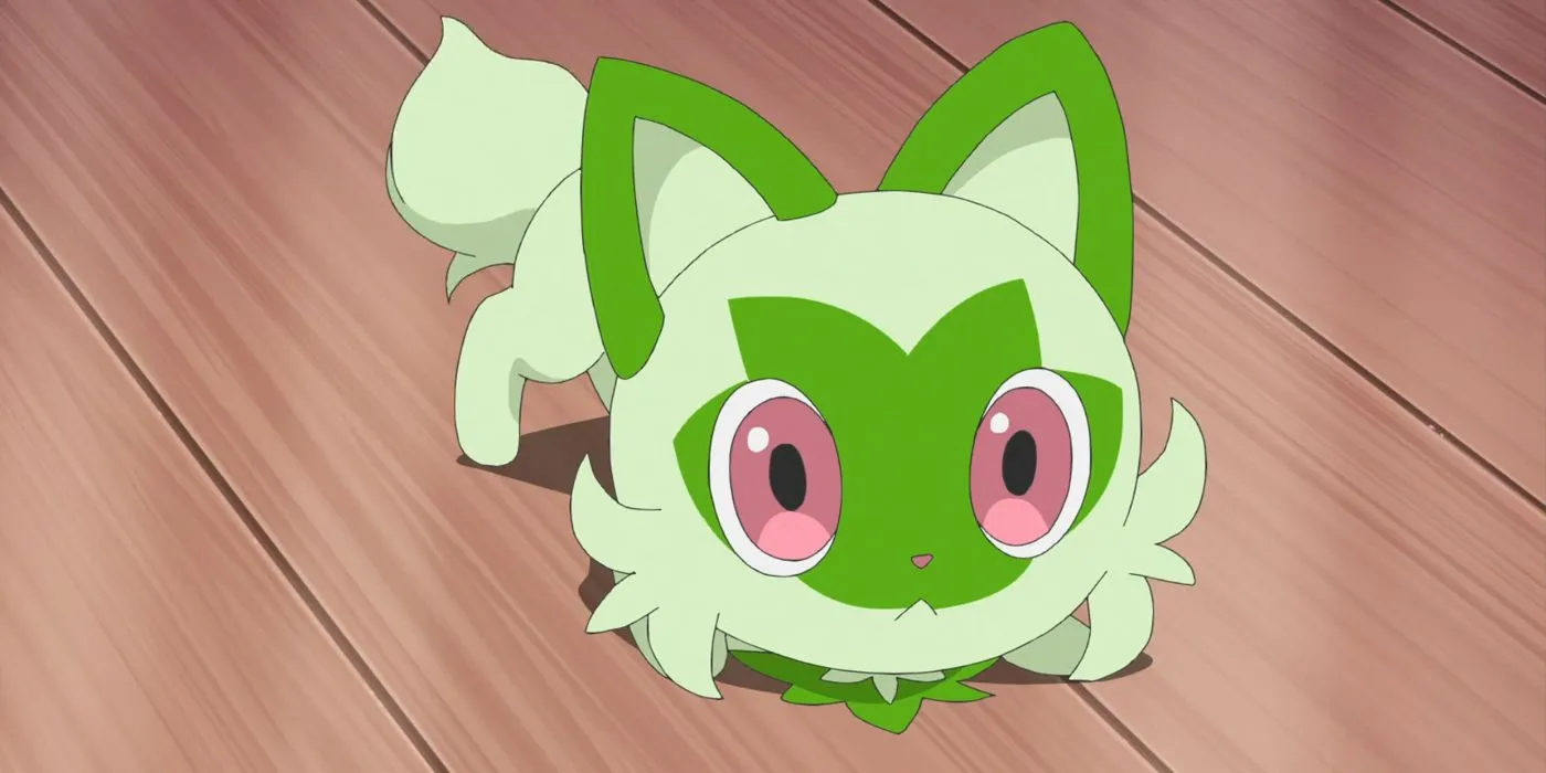 Pokemon Horizons: Sprigatito looking cute.