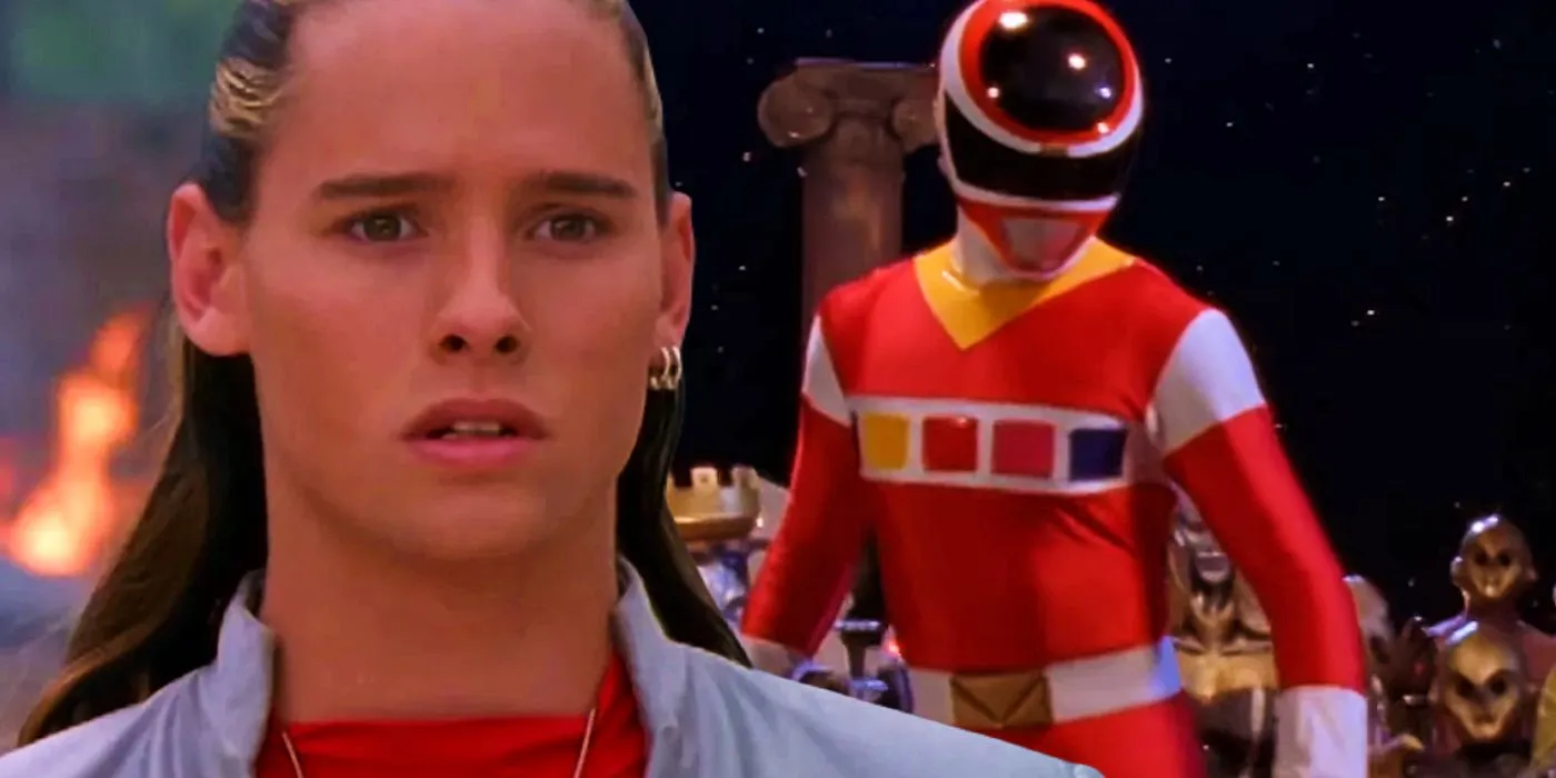 Andros in civilian form and as the In Space Red Ranger