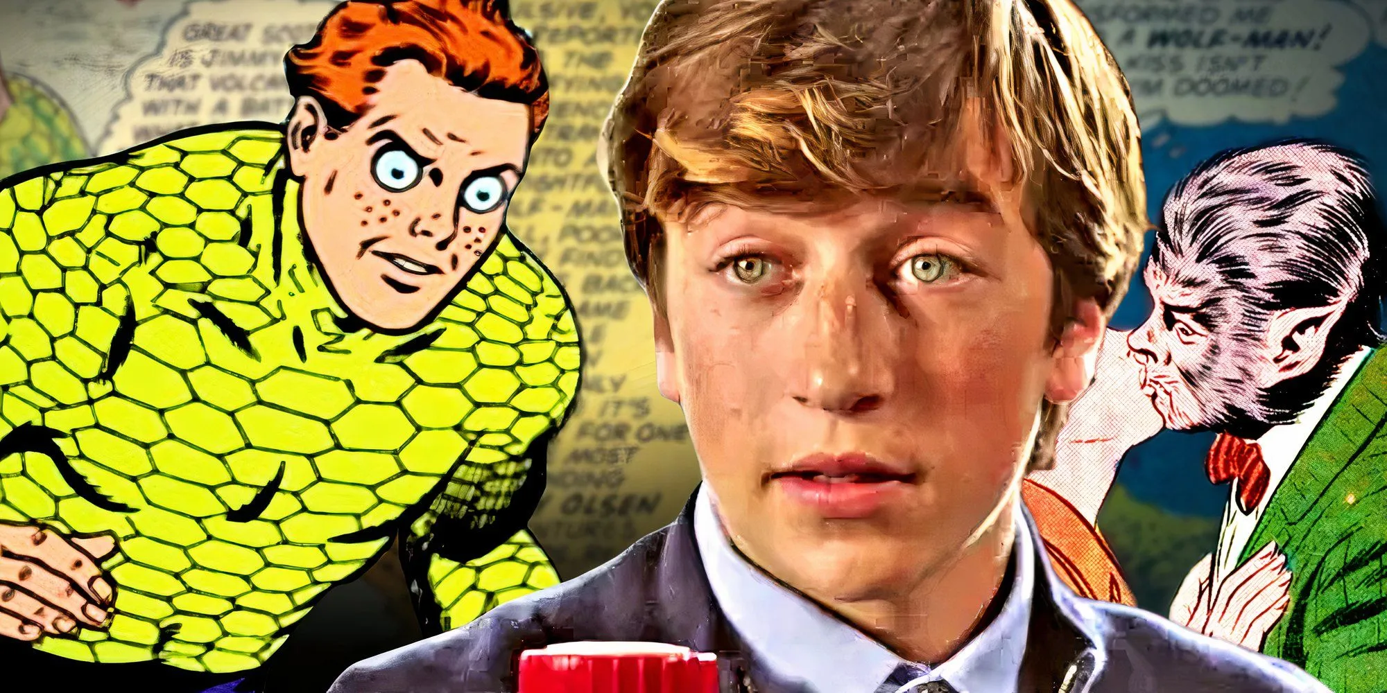 Skyler Gisondo e Jimmy Olsen como um monstro kaiju nos quadrinhos do Superman Silver Age DC