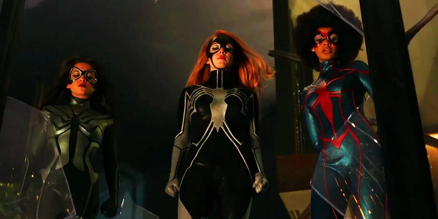 Spider-Women killing Ezekiel Sims in Madame Web Spider-Women killing Ezekiel Sims in Madame Web