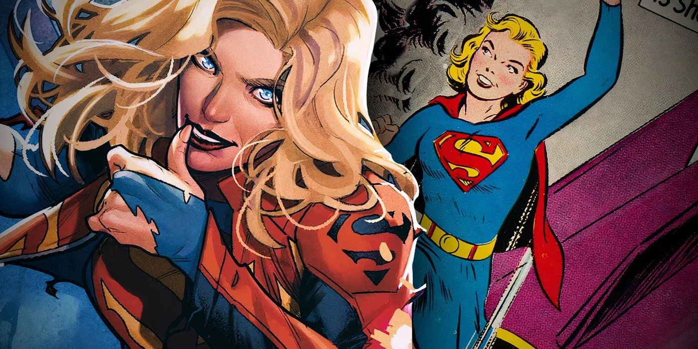 El traje moderno de Supergirl junto con su aparición inicial en el cómic