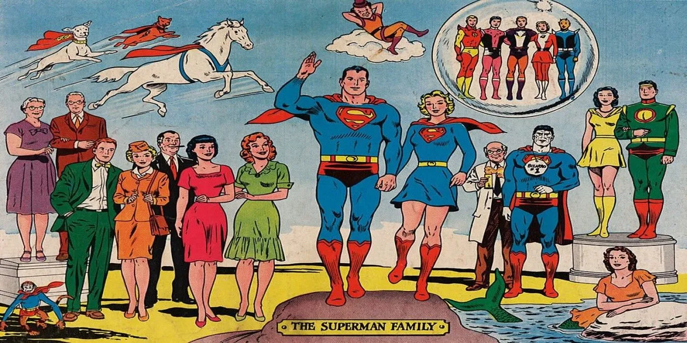 Superman e seus personagens secundários nos quadrinhos do Superman da Era de Prata da DC.