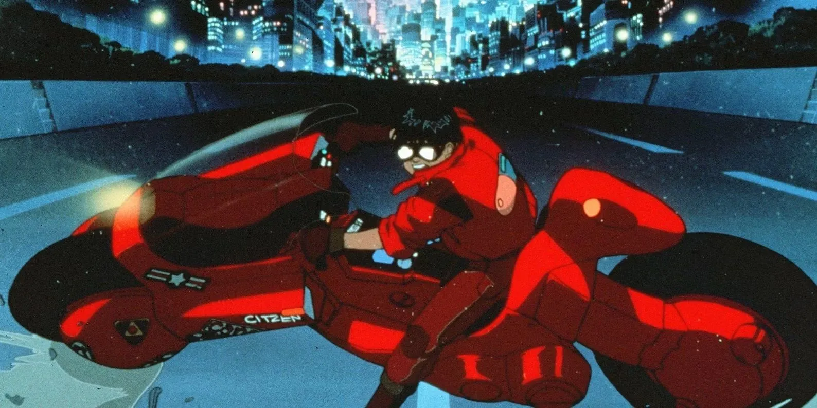 Akira rutscht auf seinem Motorrad in Akira (1988)