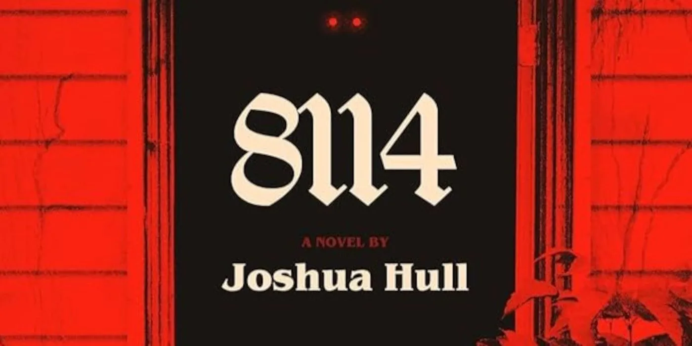 Cover of 8114 featuring striking imagery of a house and red eyes