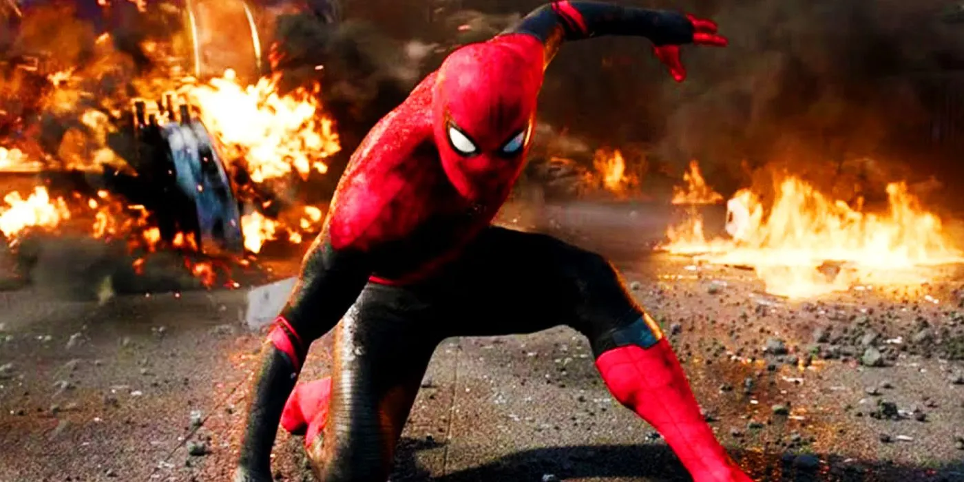 Spider-Man dans une scène de combat de Far From Home