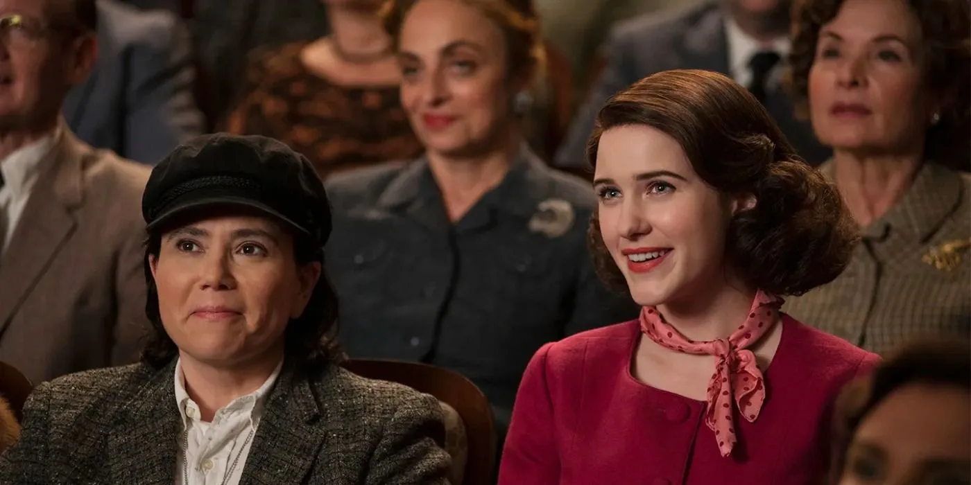 Rachel Brosnahan and Alex Borstein in The Marvelous Mrs. Maisel