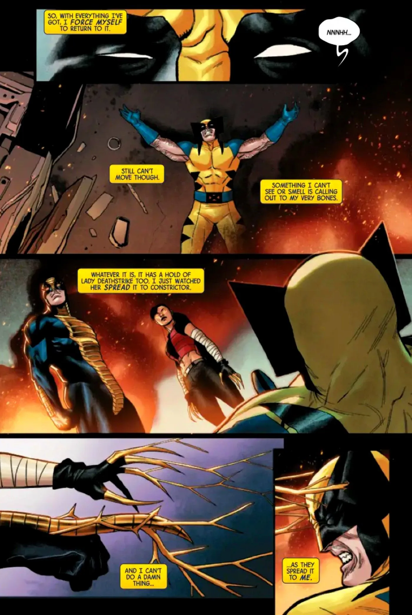 Constrictor et Lady Deathstrike attaquent Wolverine