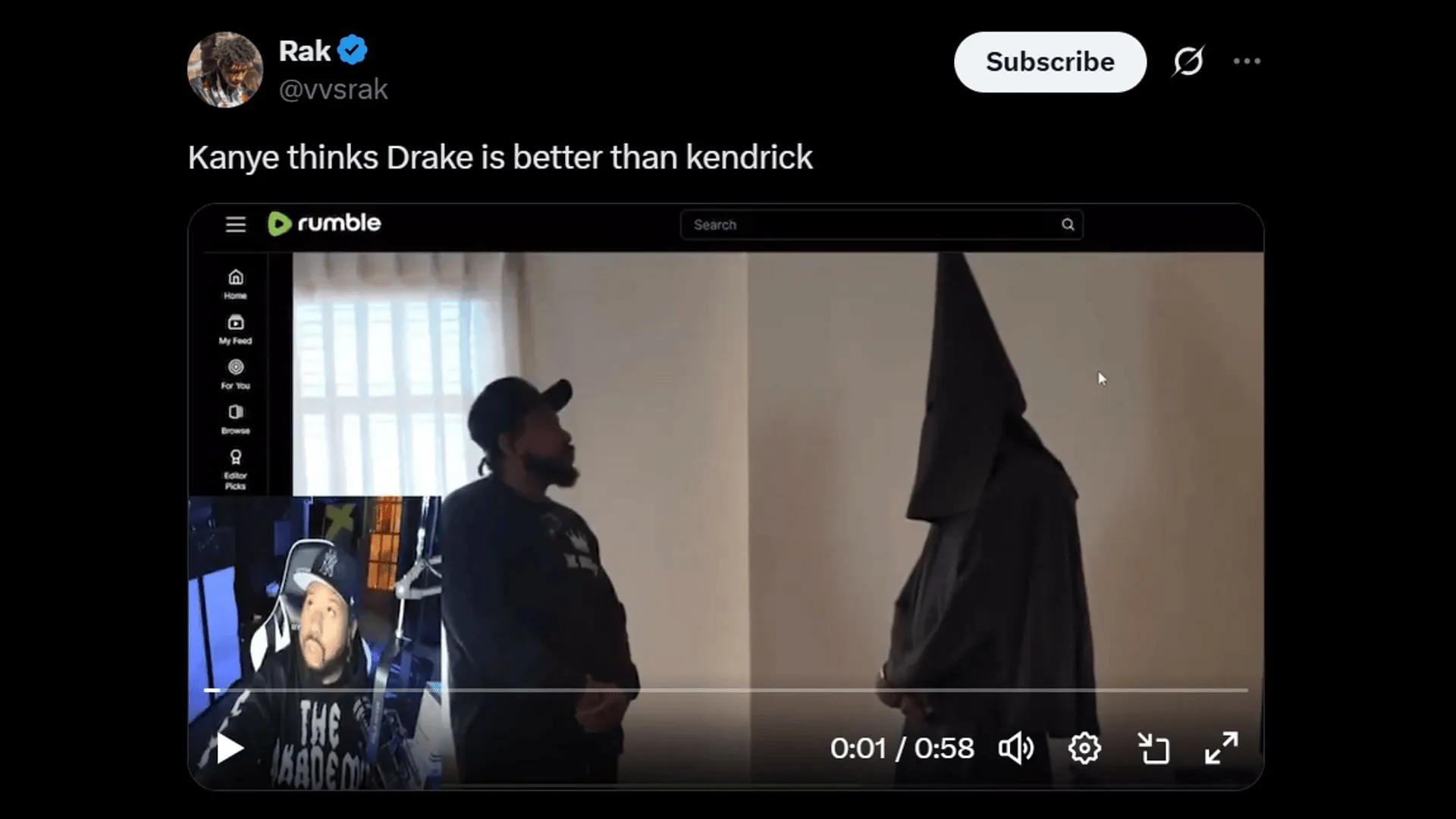 Kanye West met DJ Akademiks for a chat. (Image via X) Kanye West met DJ Akademiks for a chat. (Image via X)