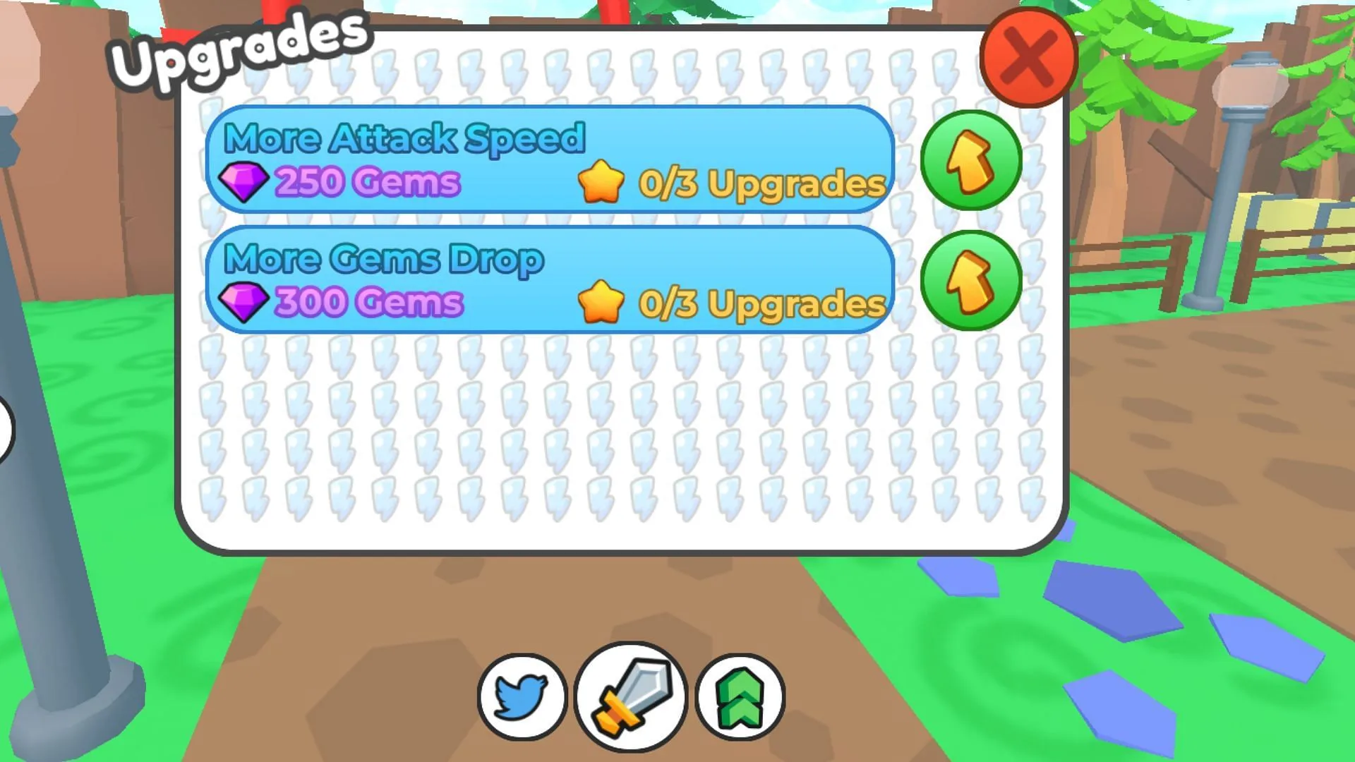 Use Gems to acquire upgrades (Image via Roblox) Use Gems to acquire upgrades (Image via Roblox)