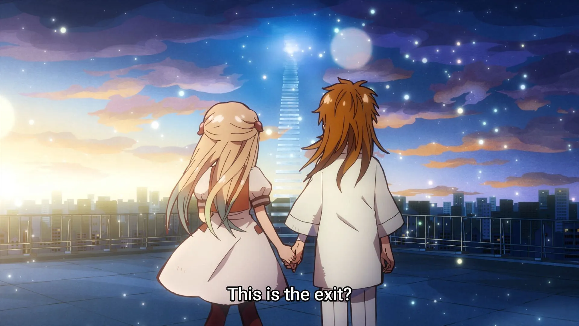 Mei leads Nene to the exit (Image via Lerche)