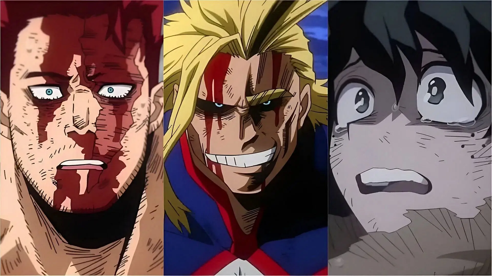 Endeavor, All Might, and Deku as seen in the anime (Image via Bones).