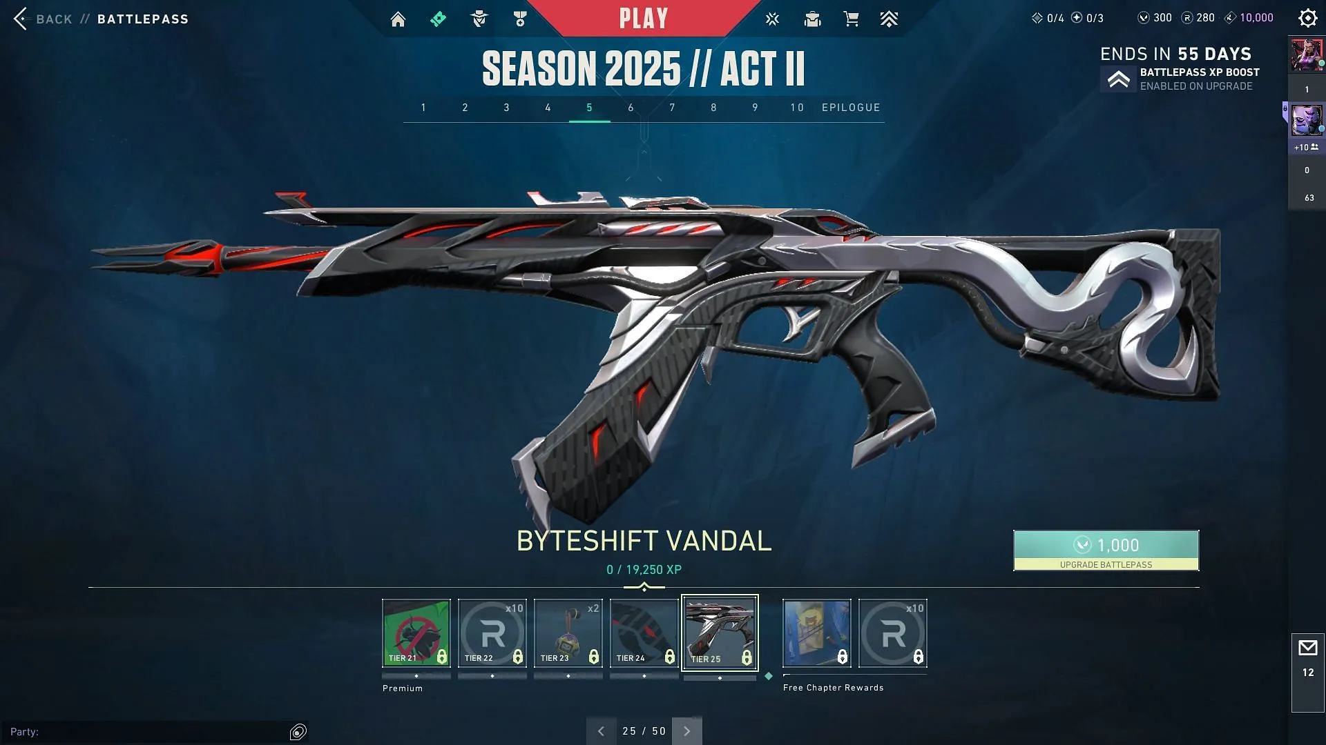 Tier 21-25 rewards in Valorant Season 2025 Act 2 Tier 21-25 rewards in Valorant Season 2025 Act 2