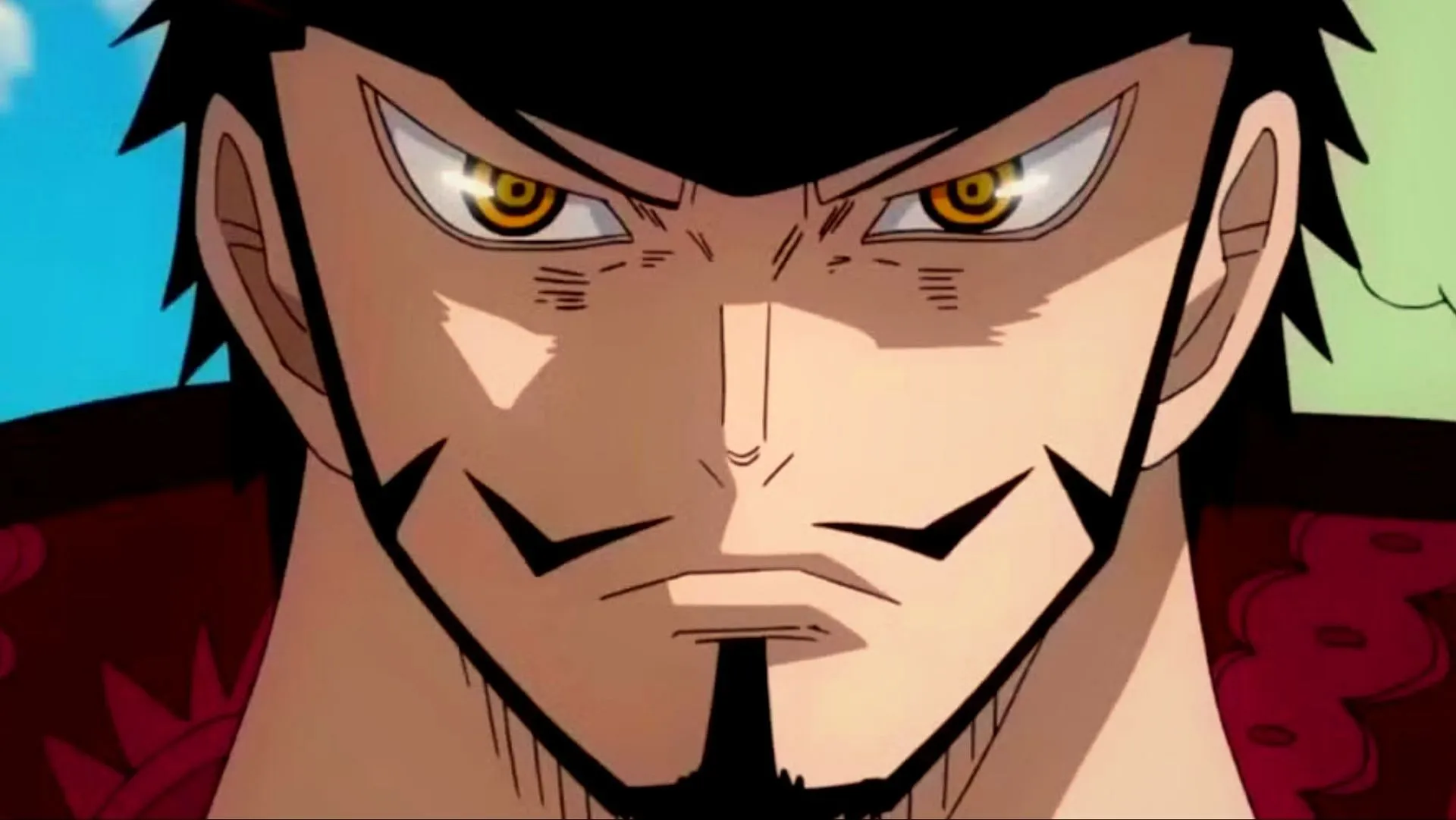 Dracule Mihawk's unexplained eyes from One Piece (Image via Toei Animation)