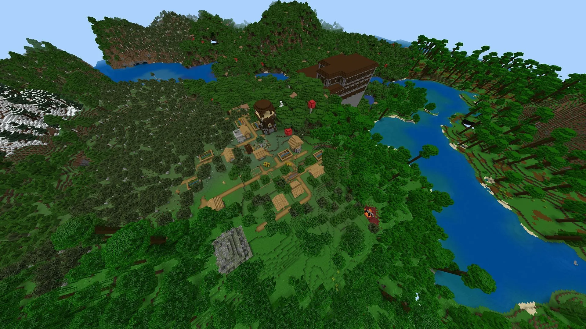 Five structures right near this seed's spawn should provide Minecraft players with loot opportunities (Image via Mojang) Five structures right near this seed's spawn should provide Minecraft players with loot opportunities (Image via Mojang)