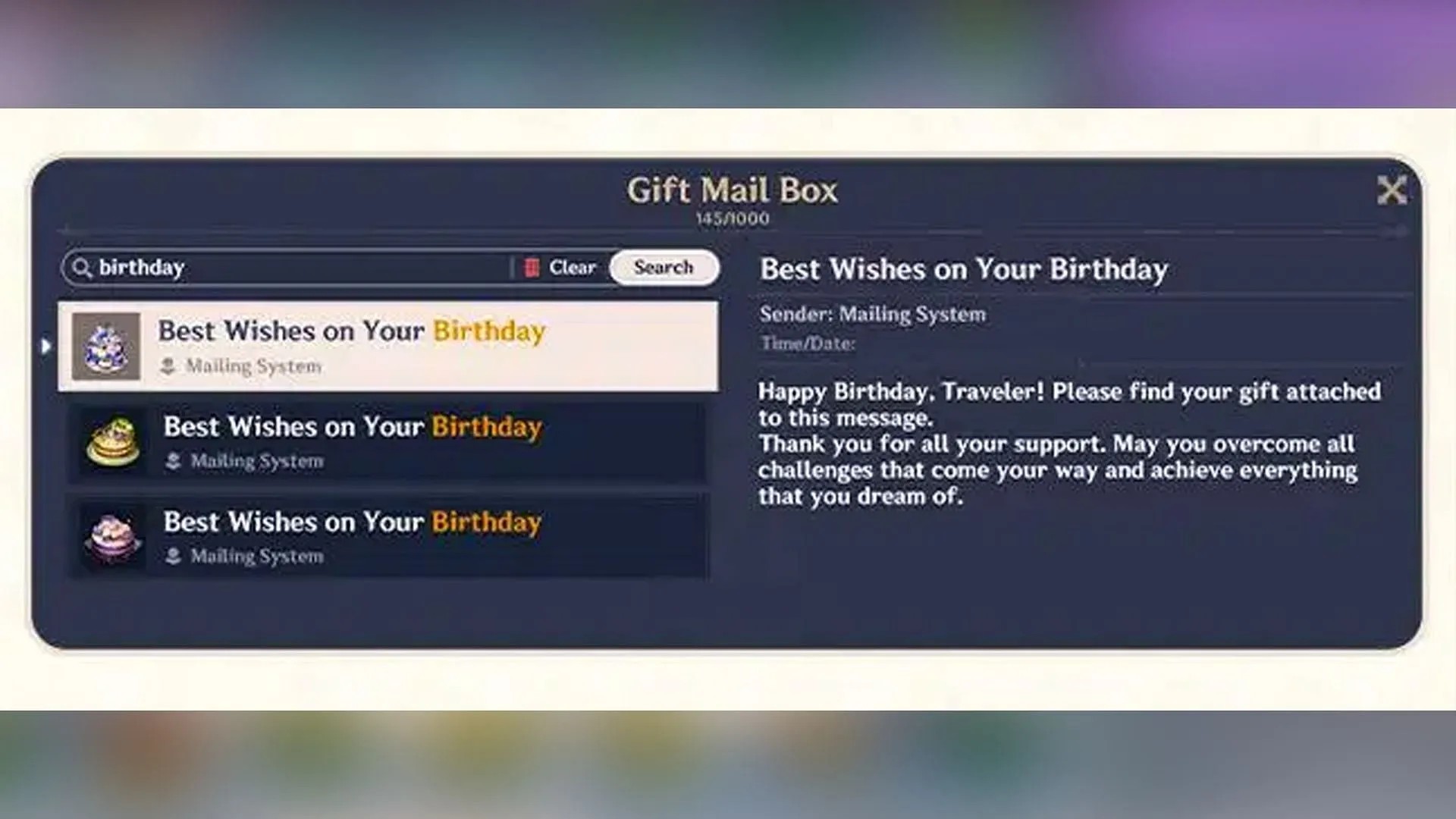 The Gift mailbox will be searchable (Image via HoYoverse) The Gift mailbox will be searchable (Image via HoYoverse)