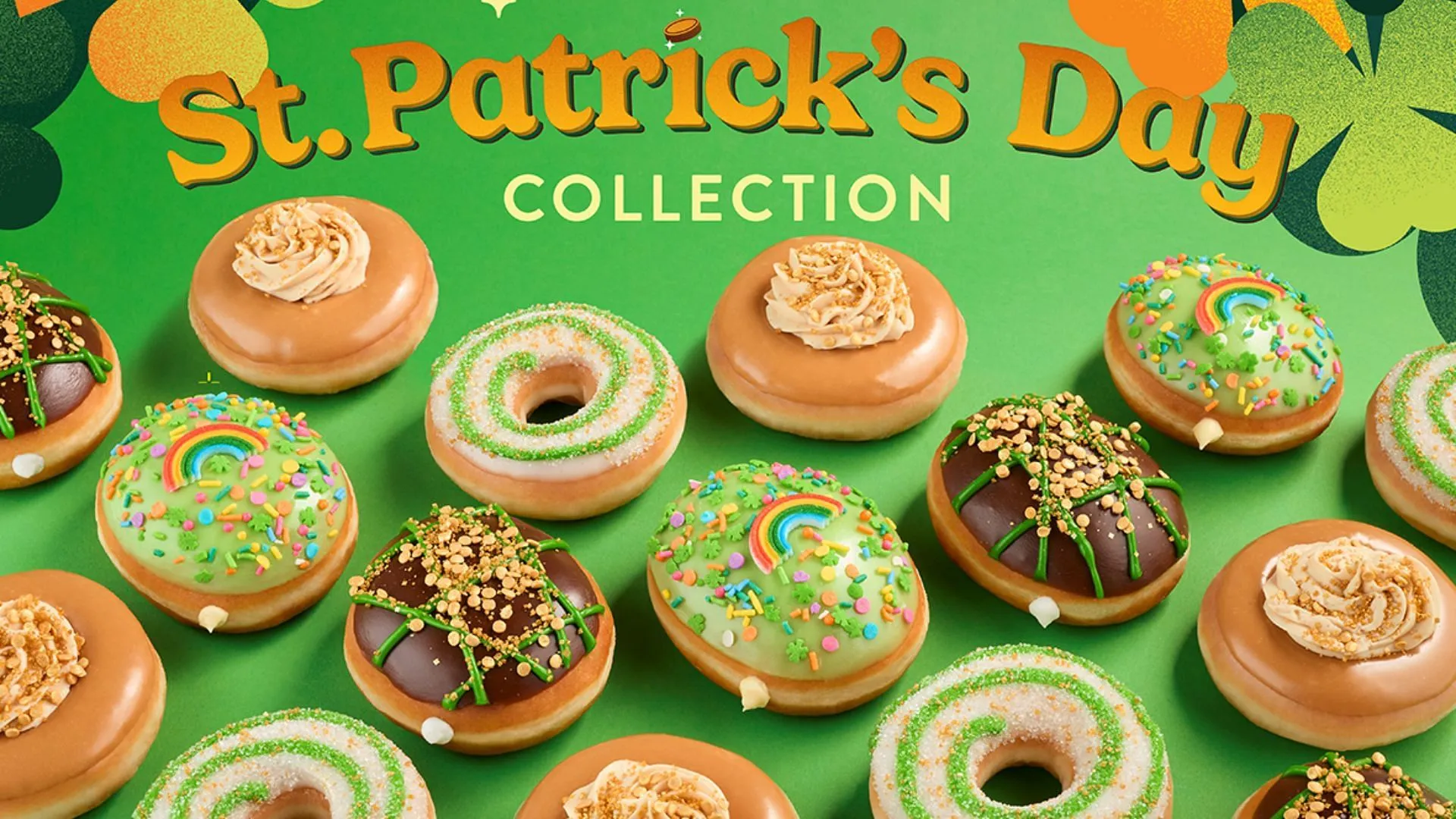 Krispy Kreme’s St. Patrick’s doughnut collection (Image via Krispy Kreme) Krispy Kreme’s St. Patrick’s doughnut collection (Image via Krispy Kreme)