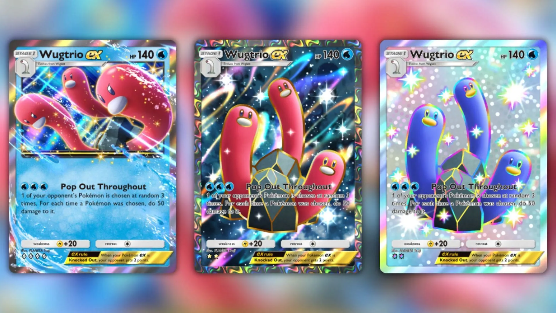All Wugtrio ex variants found in the game All Wugtrio ex variants found in the game