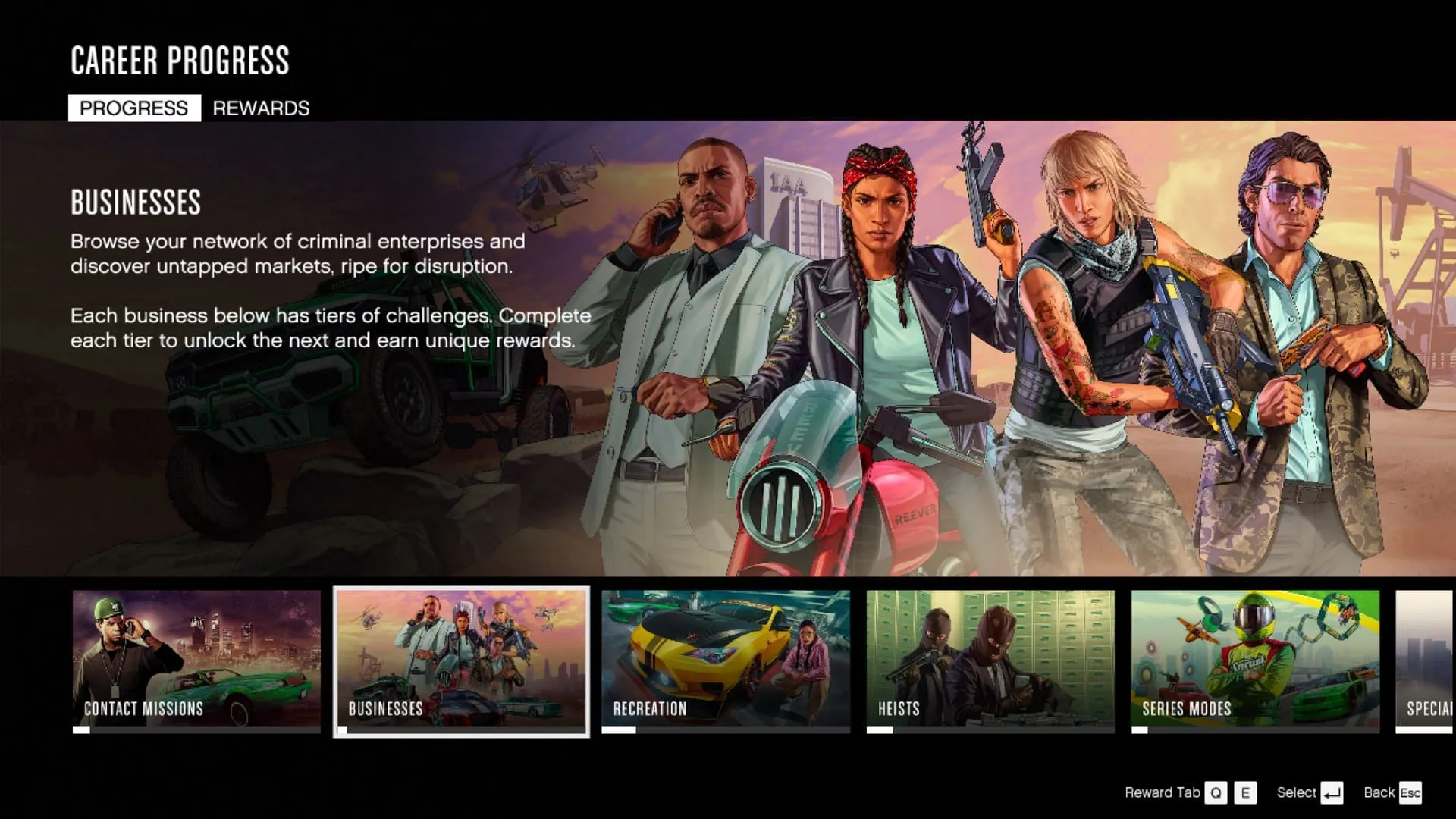Career Progress menu (Image via Rockstar Games) Career Progress menu (Image via Rockstar Games)