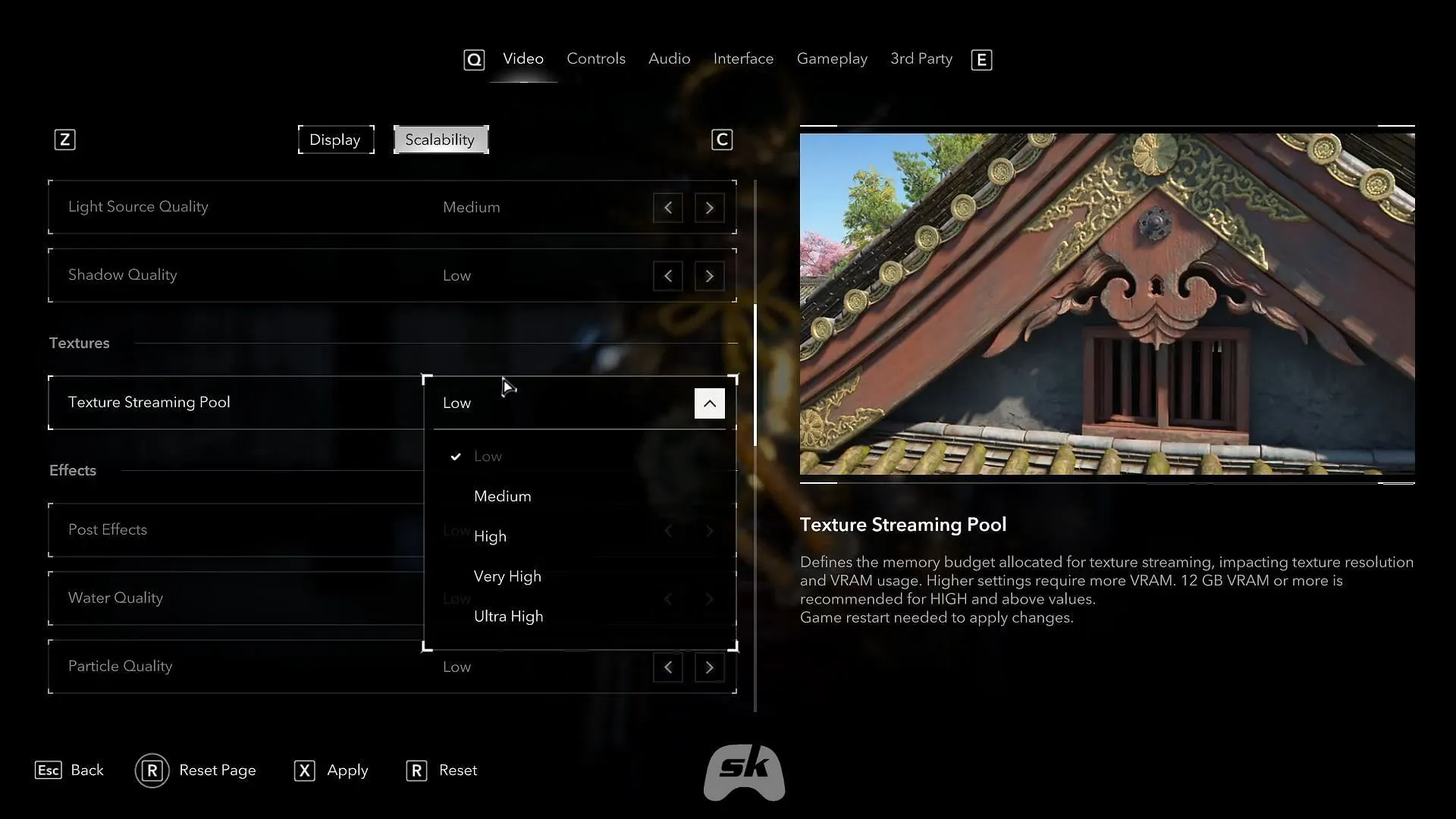 Assassin's Creed Shadows video settings page (Image via Ubisoft)