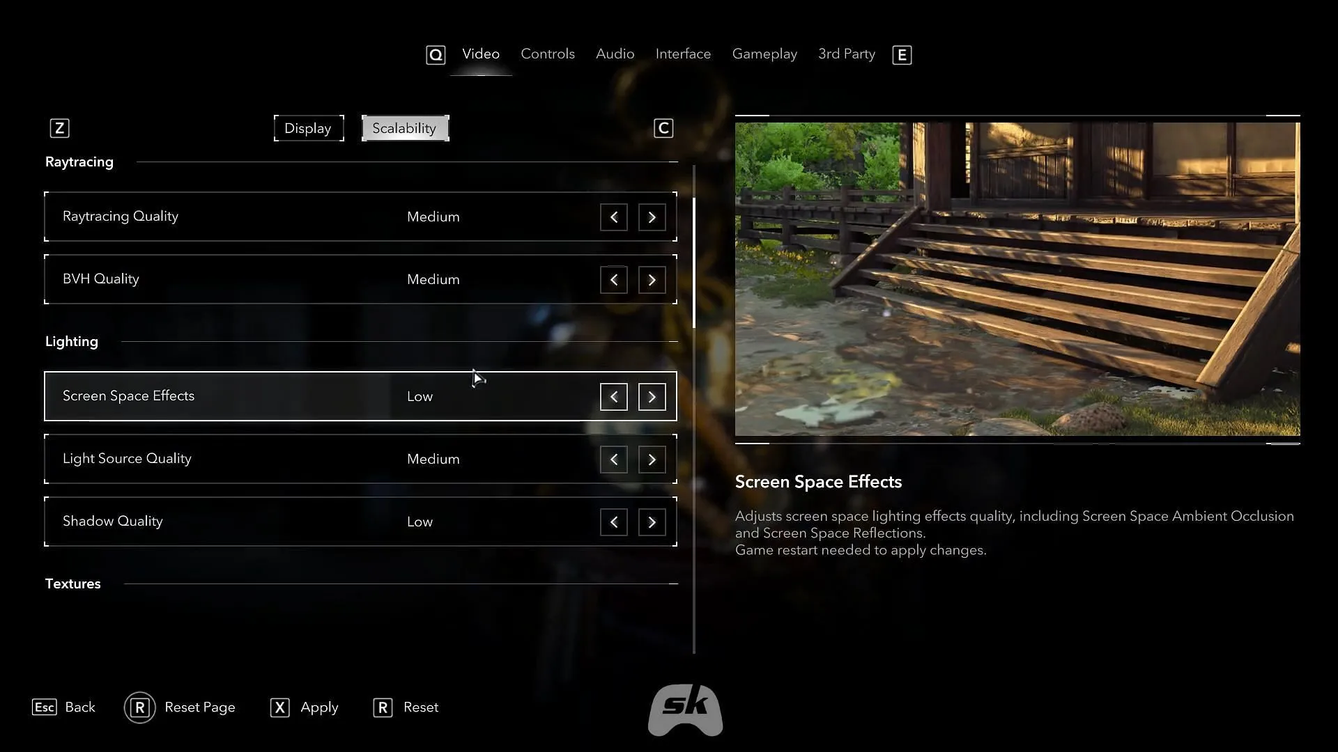 Assassin's Creed Shadows video settings page (Image via Ubisoft)