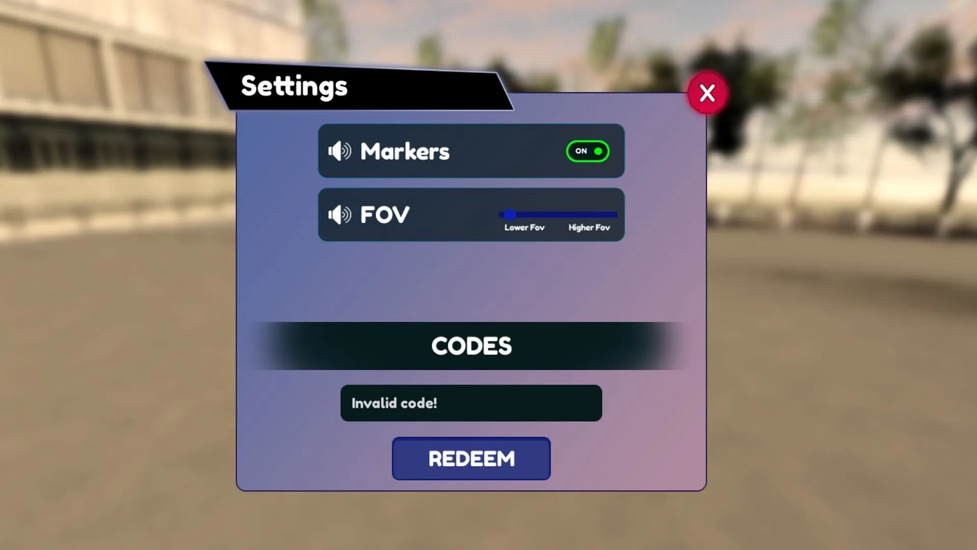 Encountering an 'Invalid code!' error in Urban Moto (Image via Roblox)