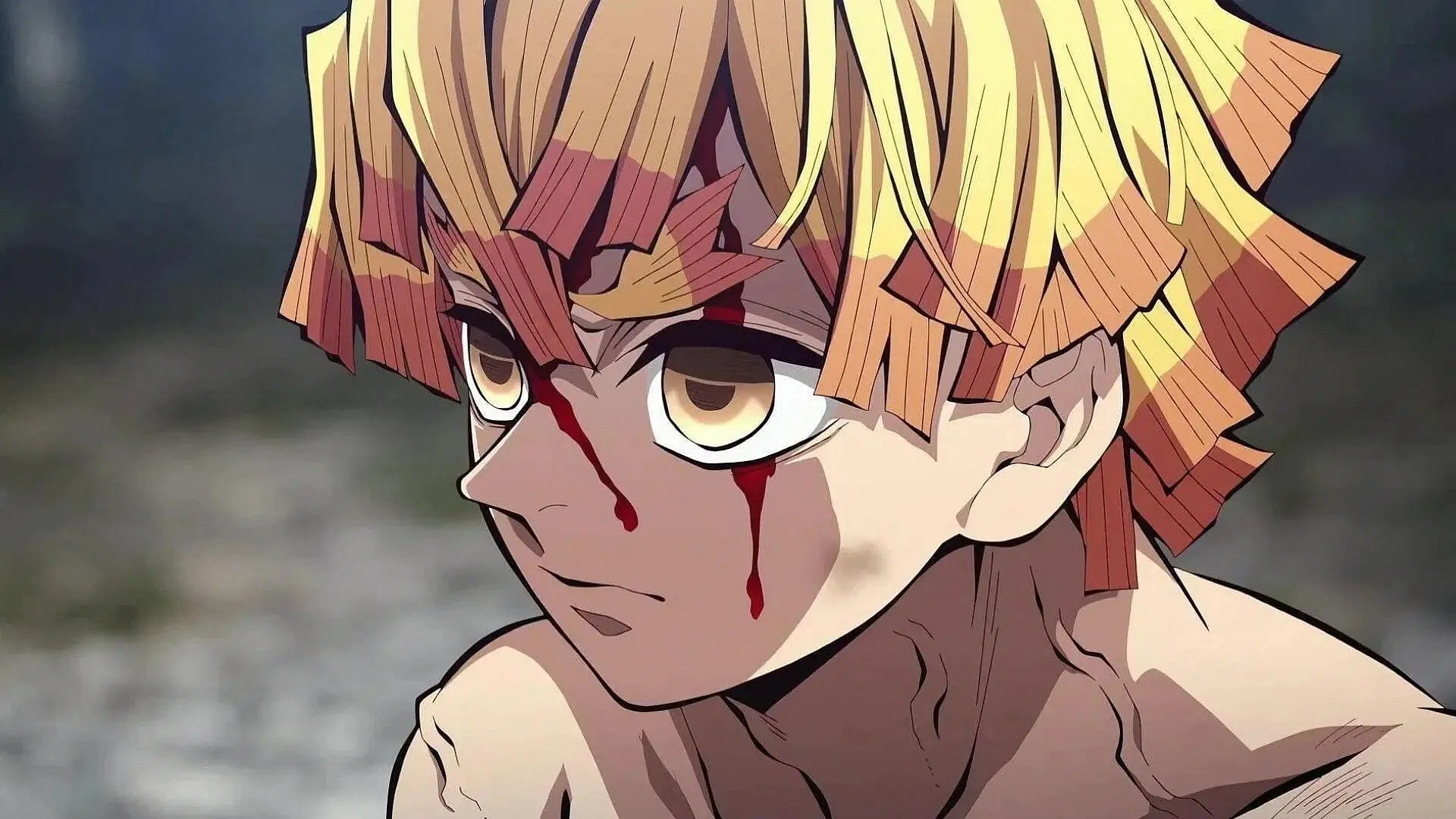 Zenitsu after reading the letter of Jigoro's death (Image via Ufotable).