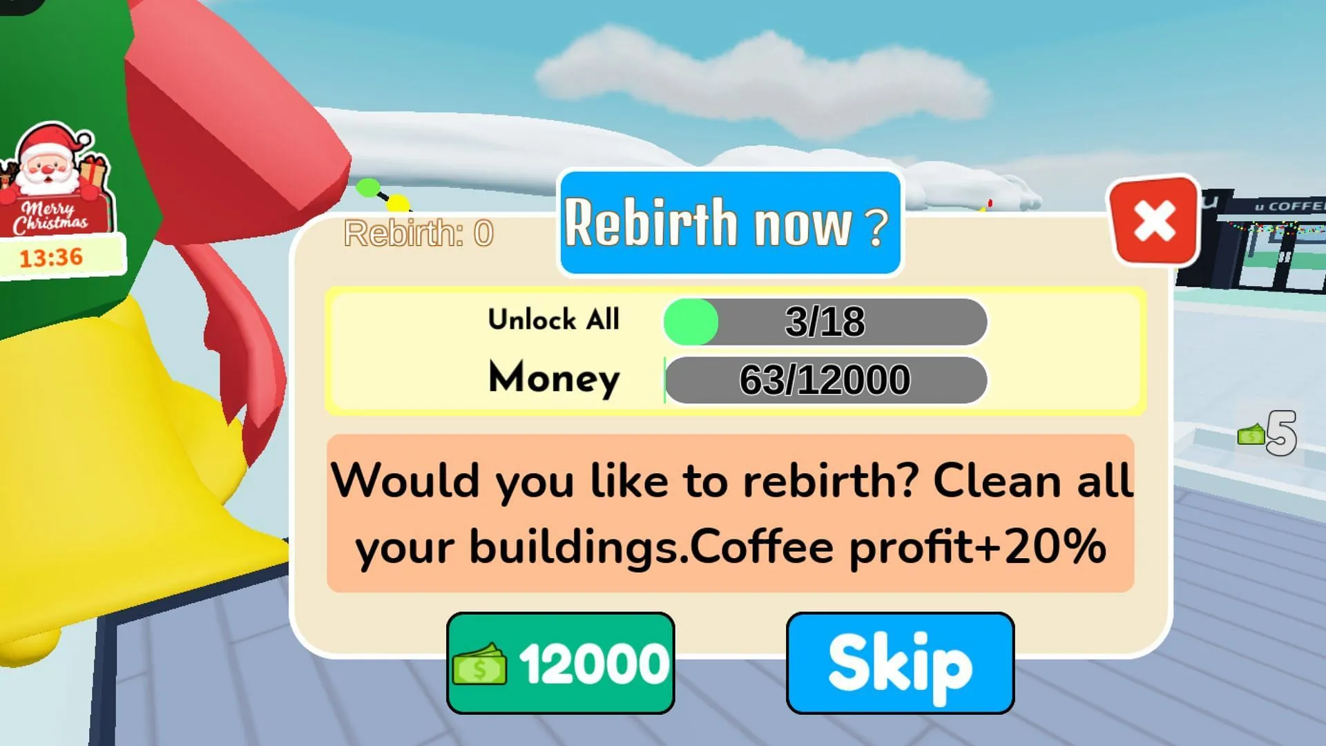 Use Money for Rebirths in the game (Image via Roblox)