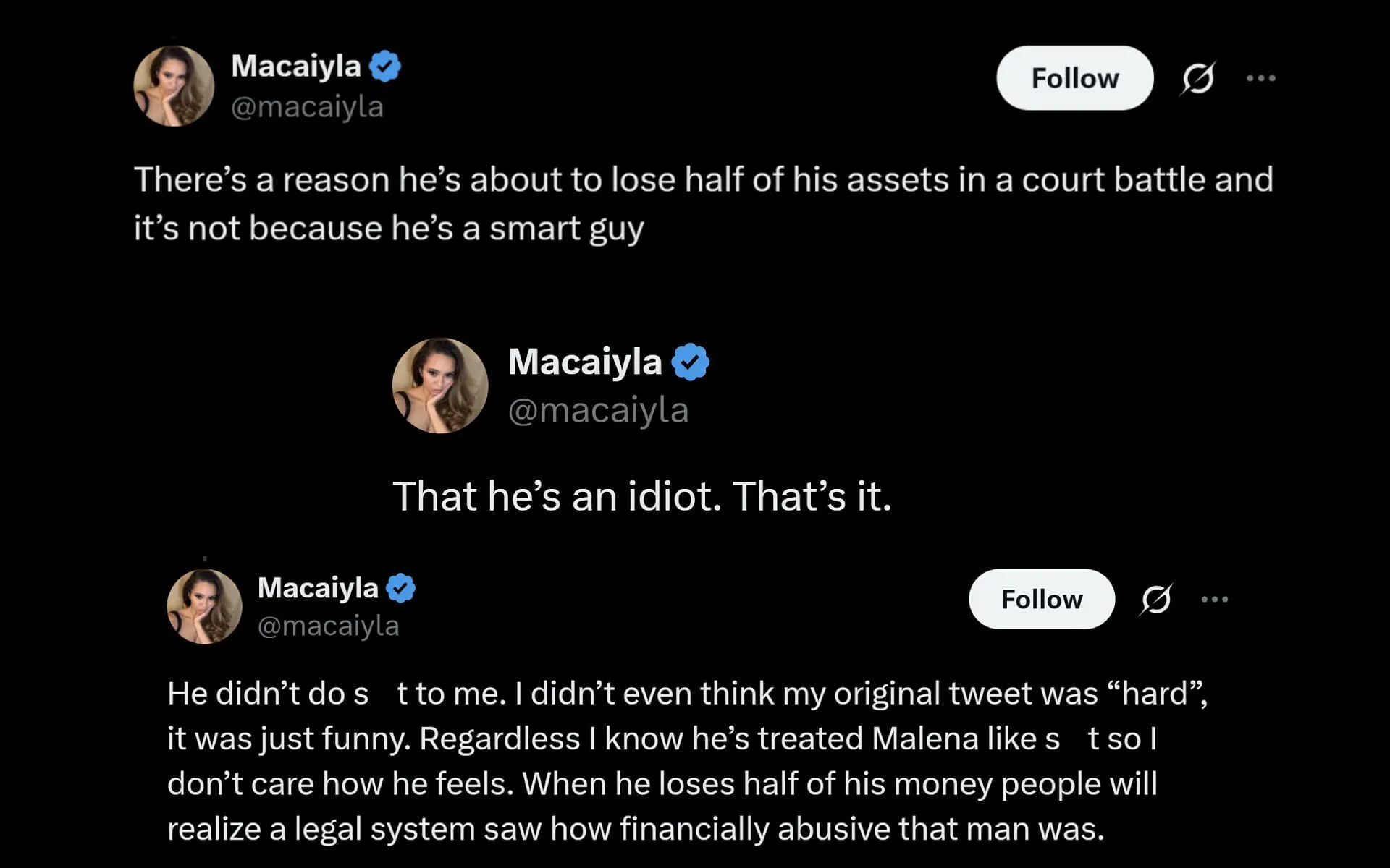 Macaiyla's X posts criticizing Nmplol (Image via @macaiyla/X)