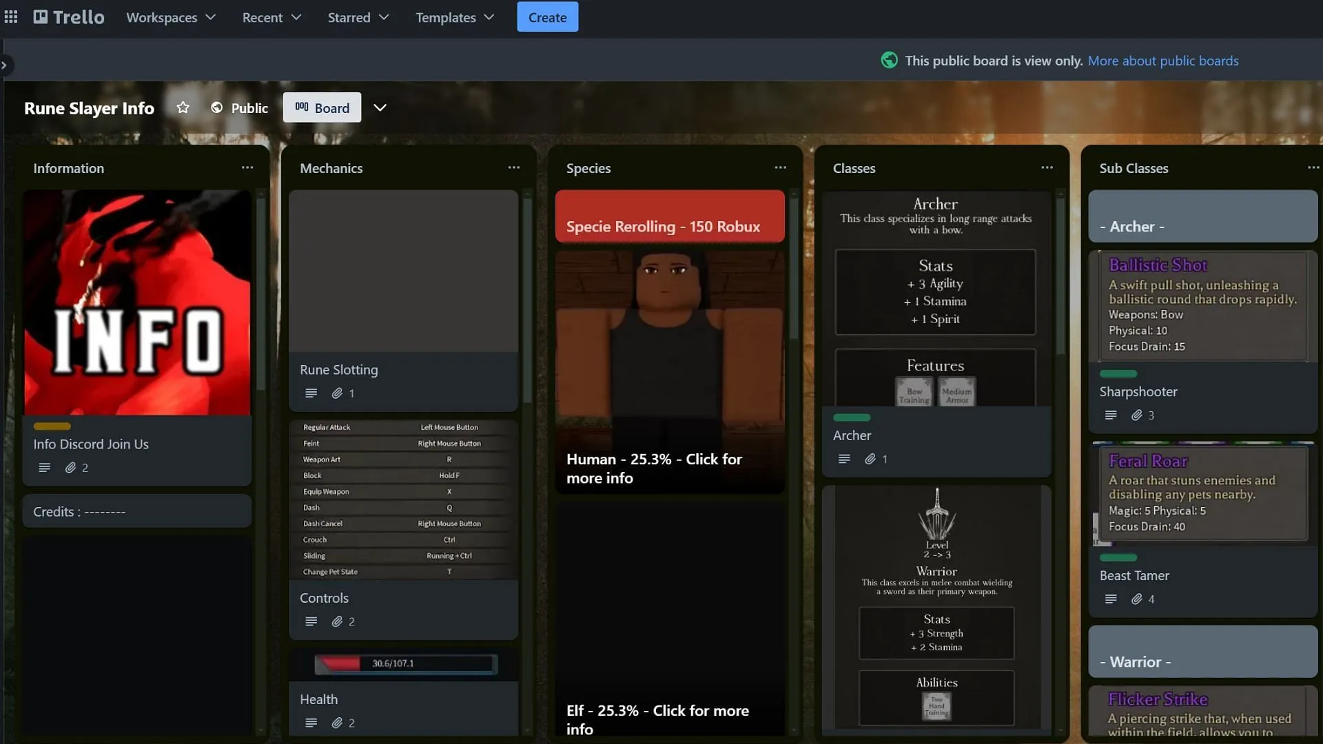 An unofficial Trello board for Rune Slayer